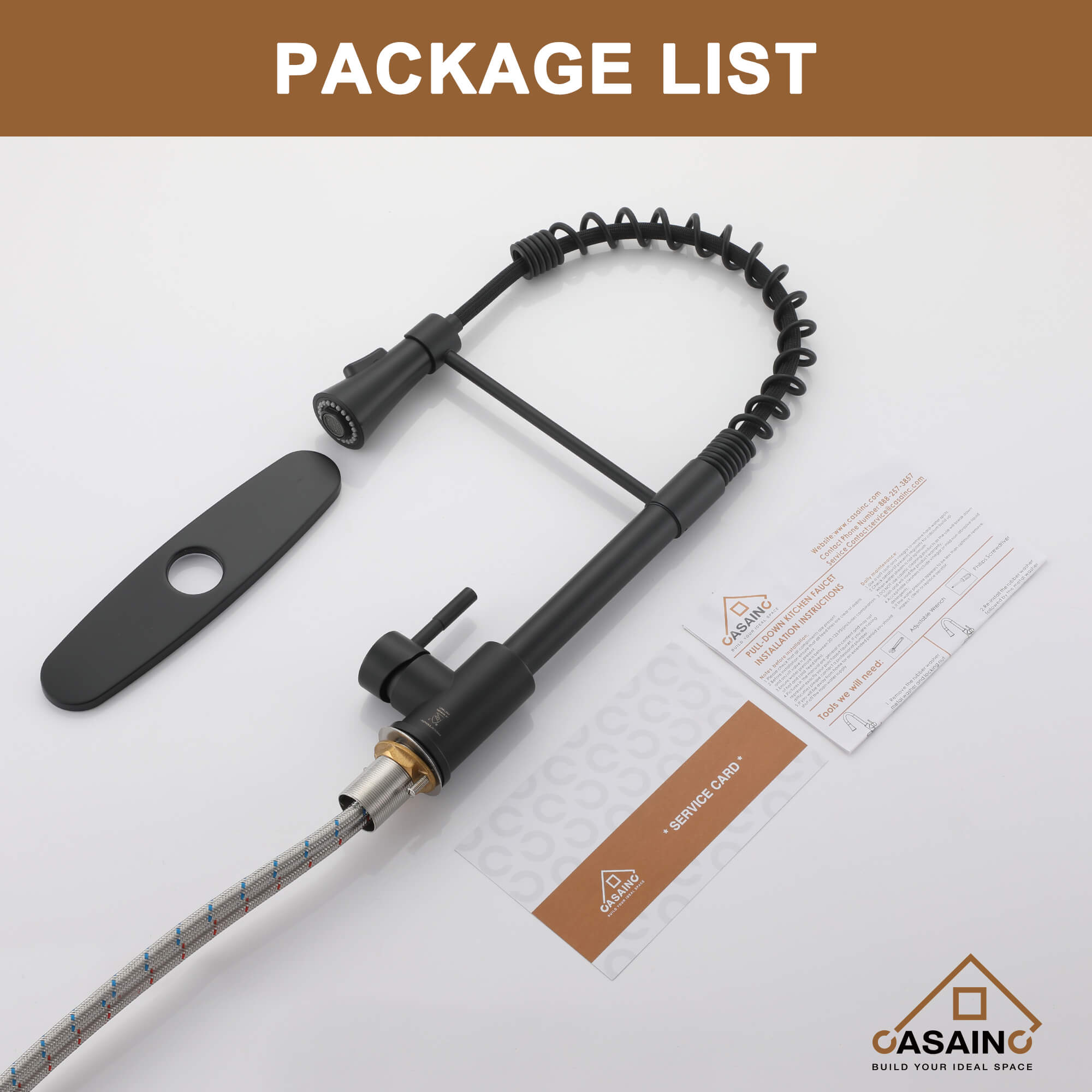 CASAINC 1.8GPM Non-pull Kitchen Faucet with Base Plate in Matte Black and More-CASAINC