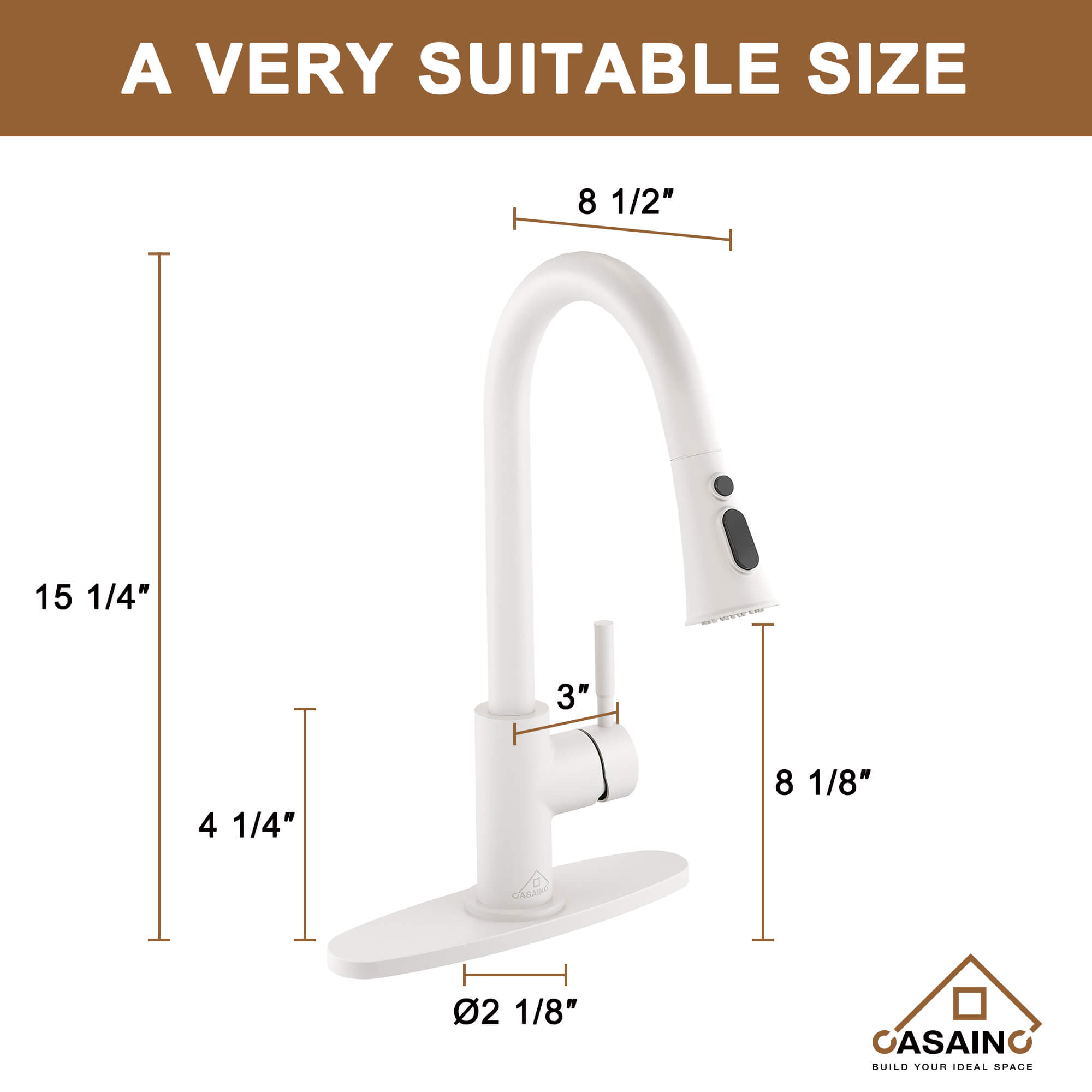 CASAINC 1.8GPM Pull-out Kitchen Faucet in Matte Black/White-CASAINC