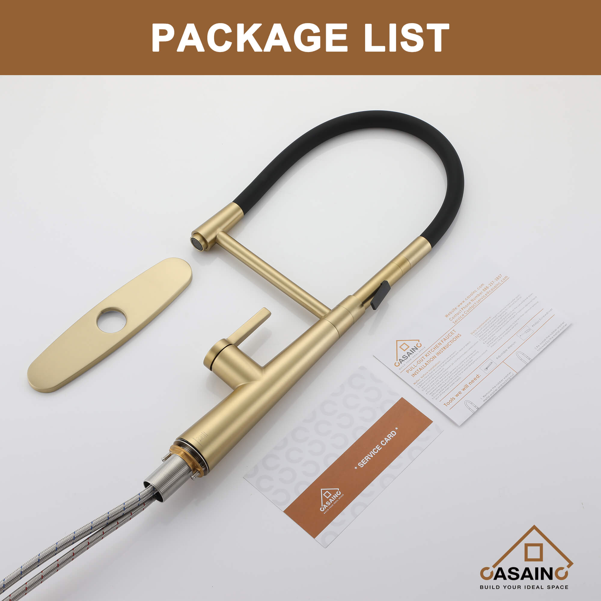 CASAINC 1.8GPM Silicone Kitchen Faucet in Brushed Nickel and More-CASAINC