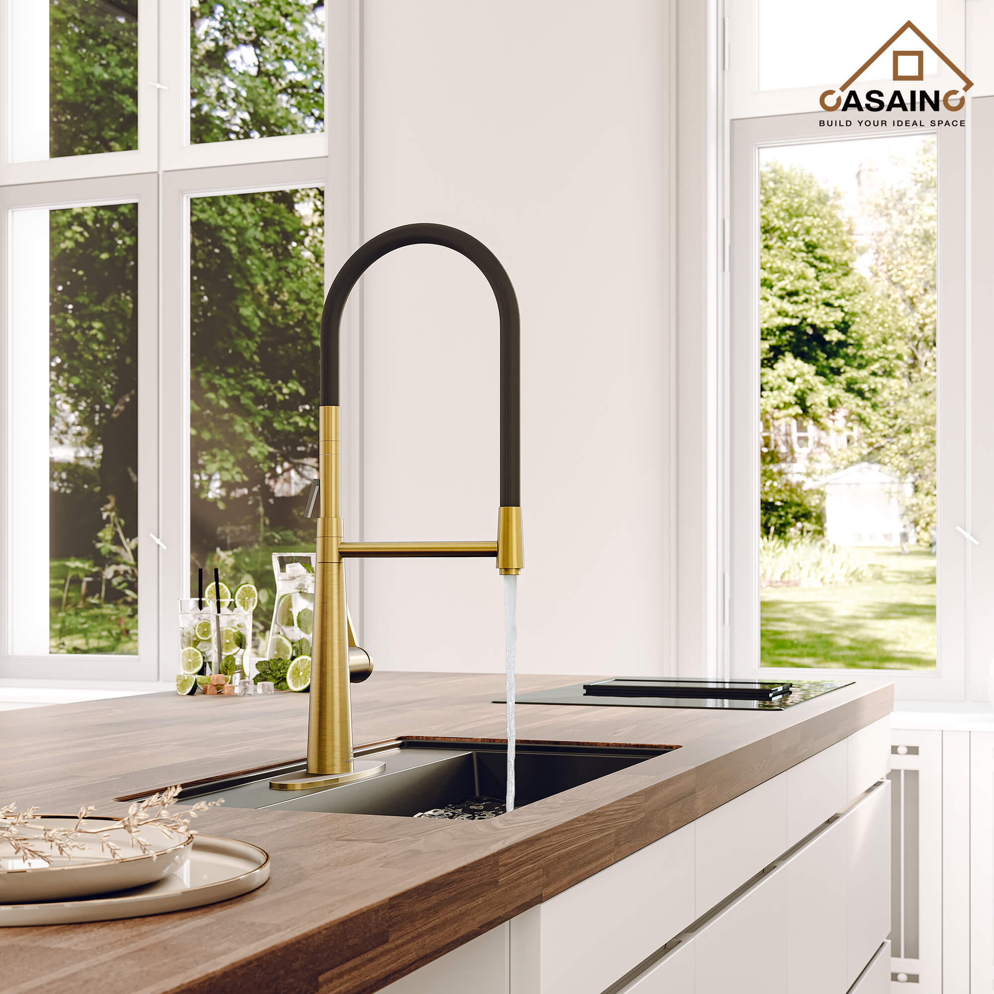 CASAINC 1.8GPM Silicone Kitchen Faucet in Brushed Nickel and More-CASAINC