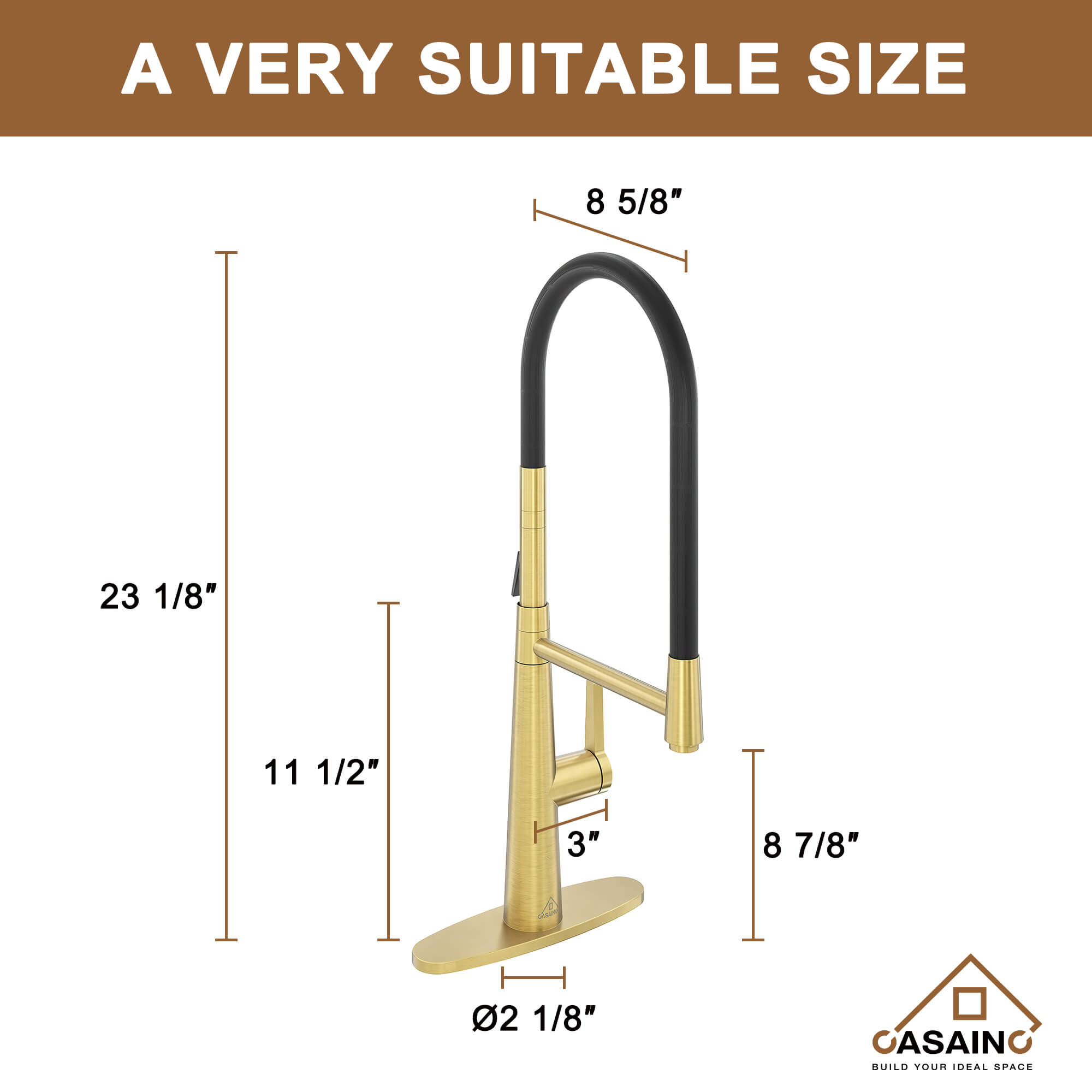 CASAINC 1.8GPM Silicone Kitchen Faucet in Brushed Nickel and More-CASAINC