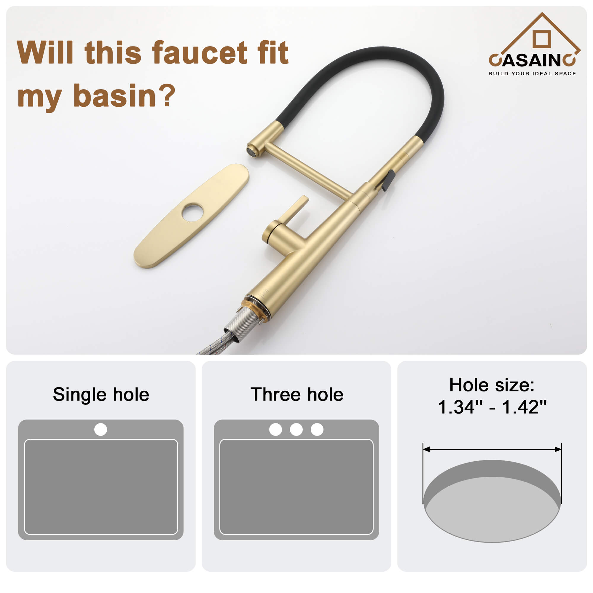 CASAINC 1.8GPM Silicone Kitchen Faucet in Brushed Nickel and More-CASAINC