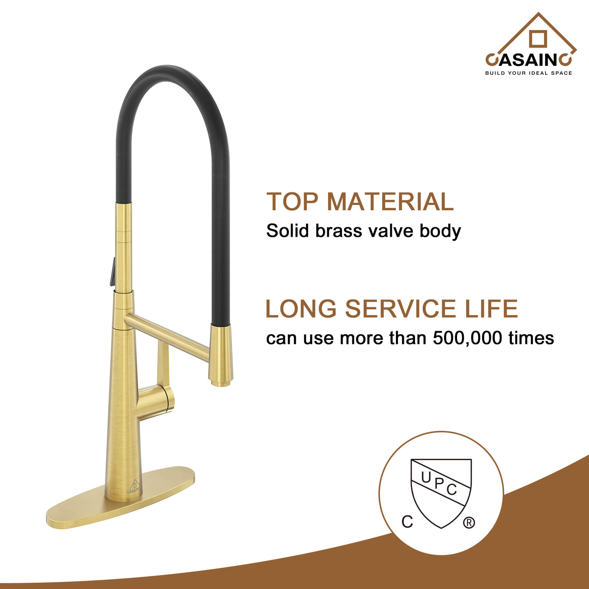 CASAINC 1.8GPM Silicone Kitchen Faucet in Brushed Nickel and More-CASAINC