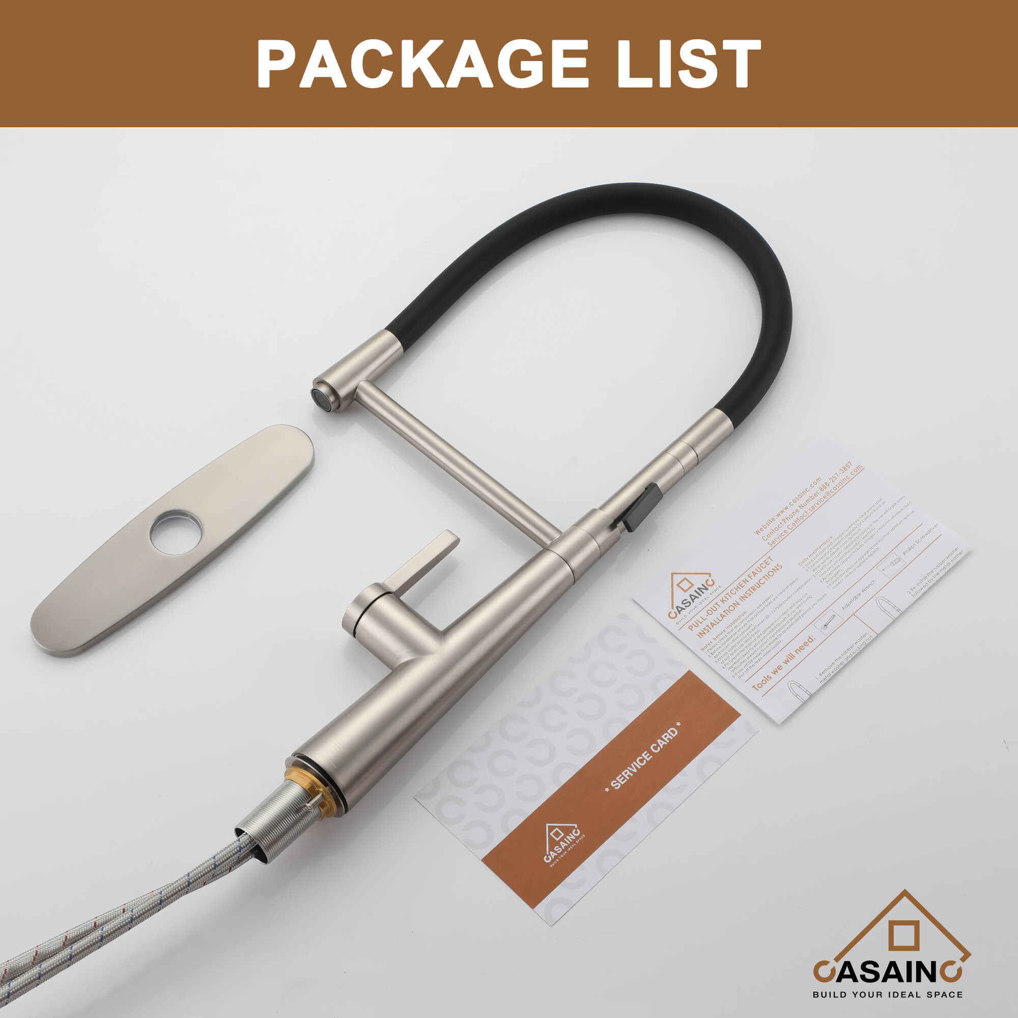 CASAINC 1.8GPM Silicone Kitchen Faucet in Brushed Nickel and More-CASAINC