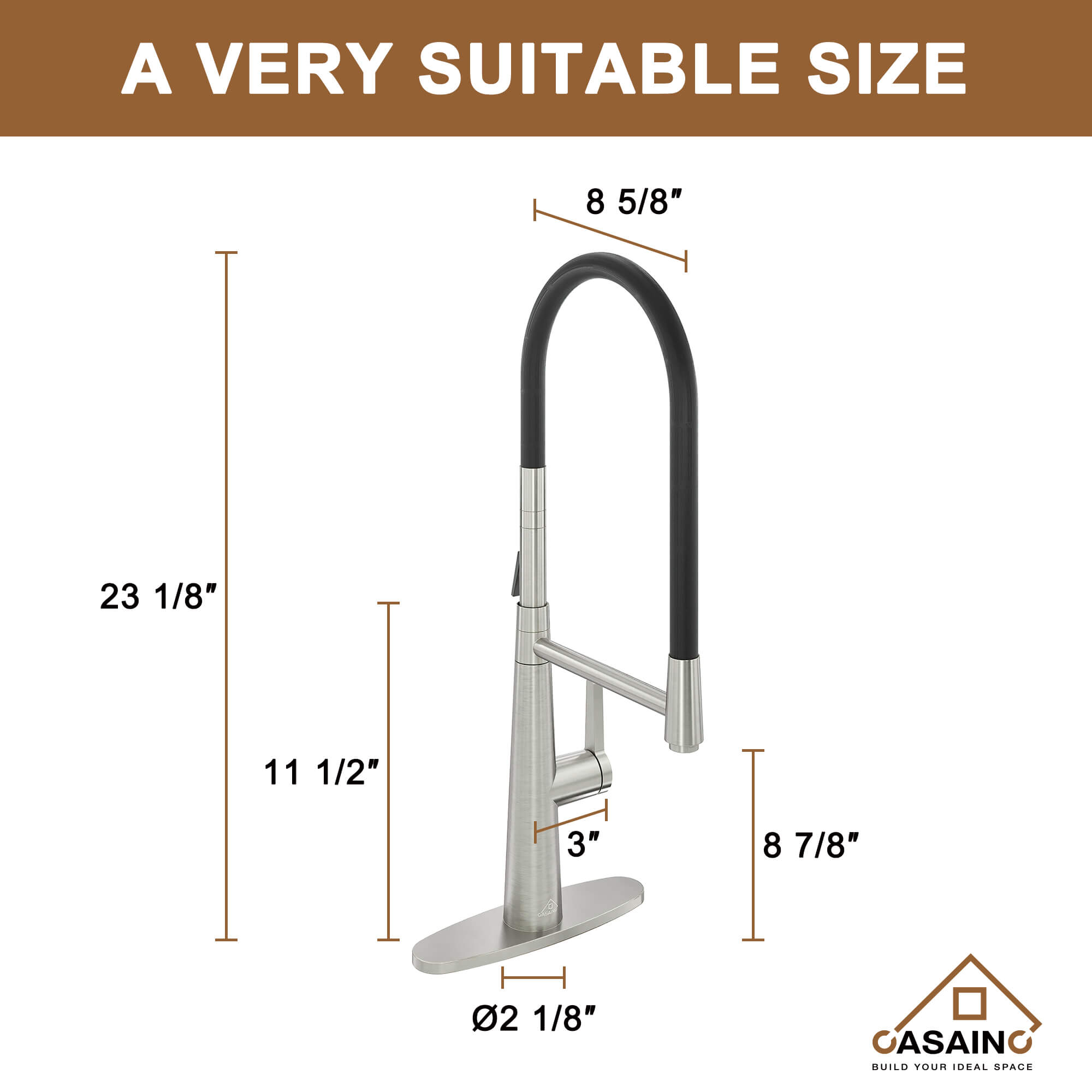 CASAINC 1.8GPM Silicone Kitchen Faucet in Brushed Nickel and More-CASAINC