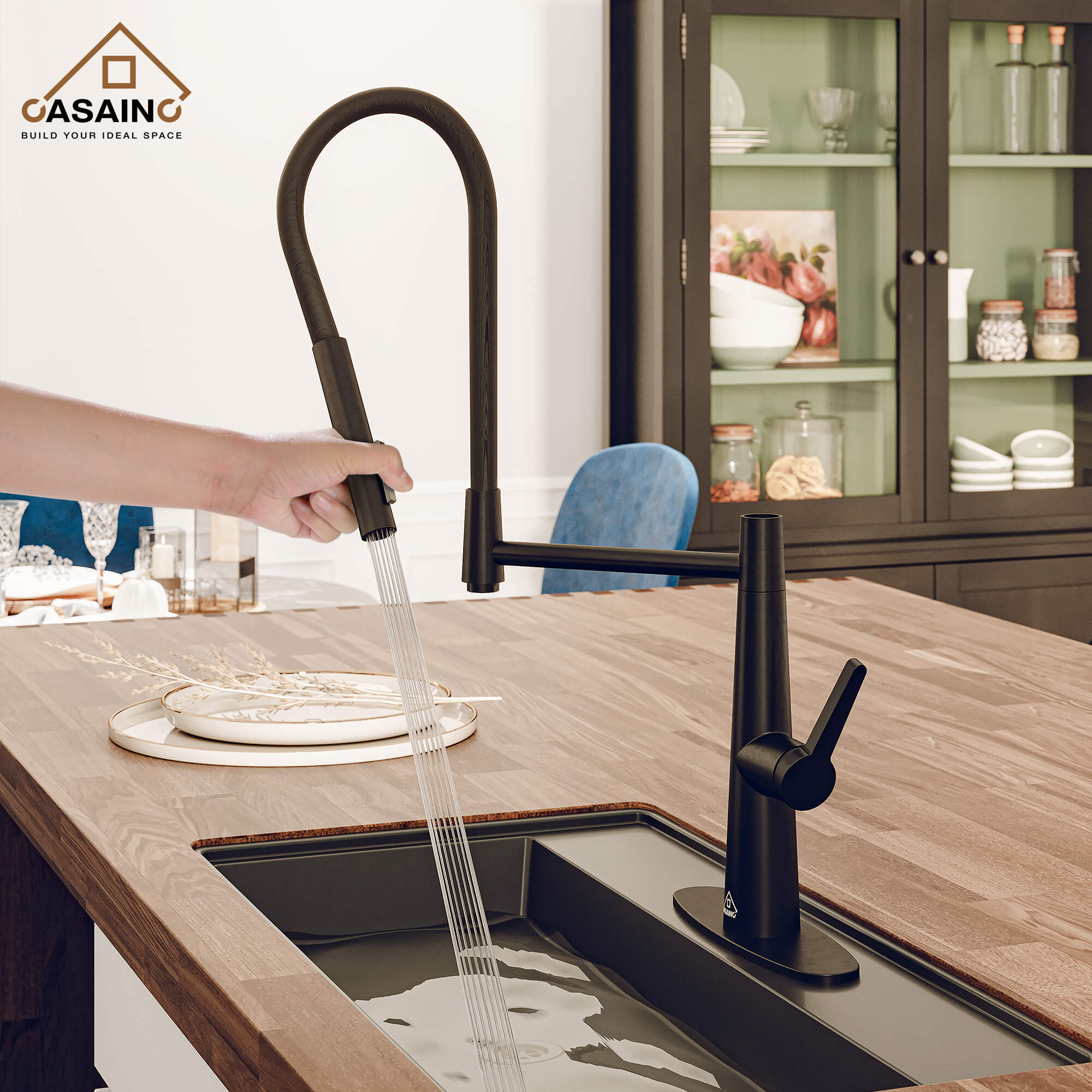 CASAINC 1.8GPM Silicone Kitchen Faucet in Brushed Nickel and More-CASAINC