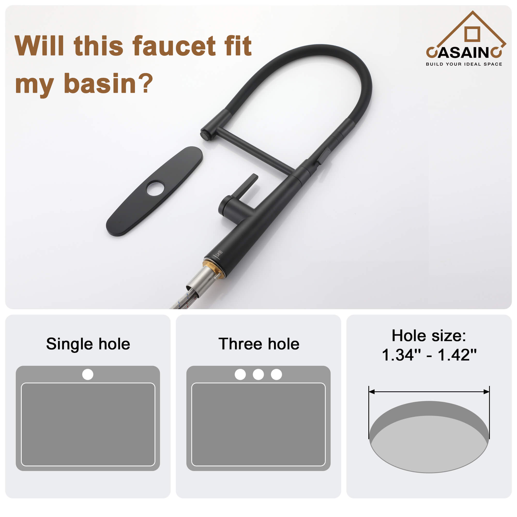 CASAINC 1.8GPM Silicone Kitchen Faucet in Brushed Nickel and More-CASAINC