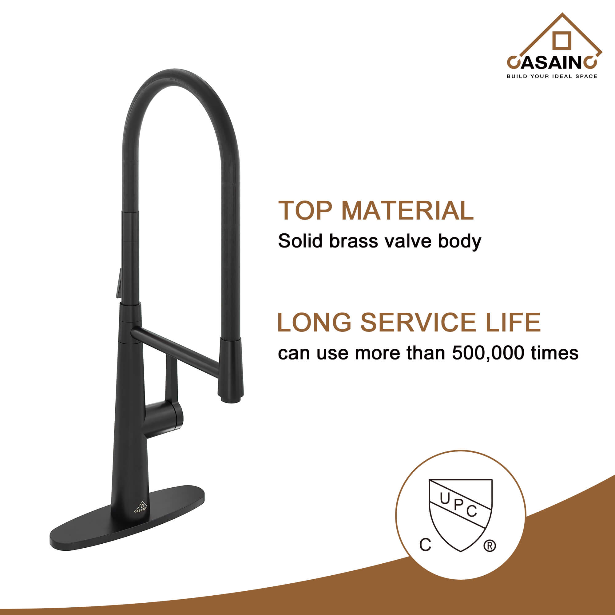 CASAINC 1.8GPM Silicone Kitchen Faucet in Brushed Nickel and More-CASAINC