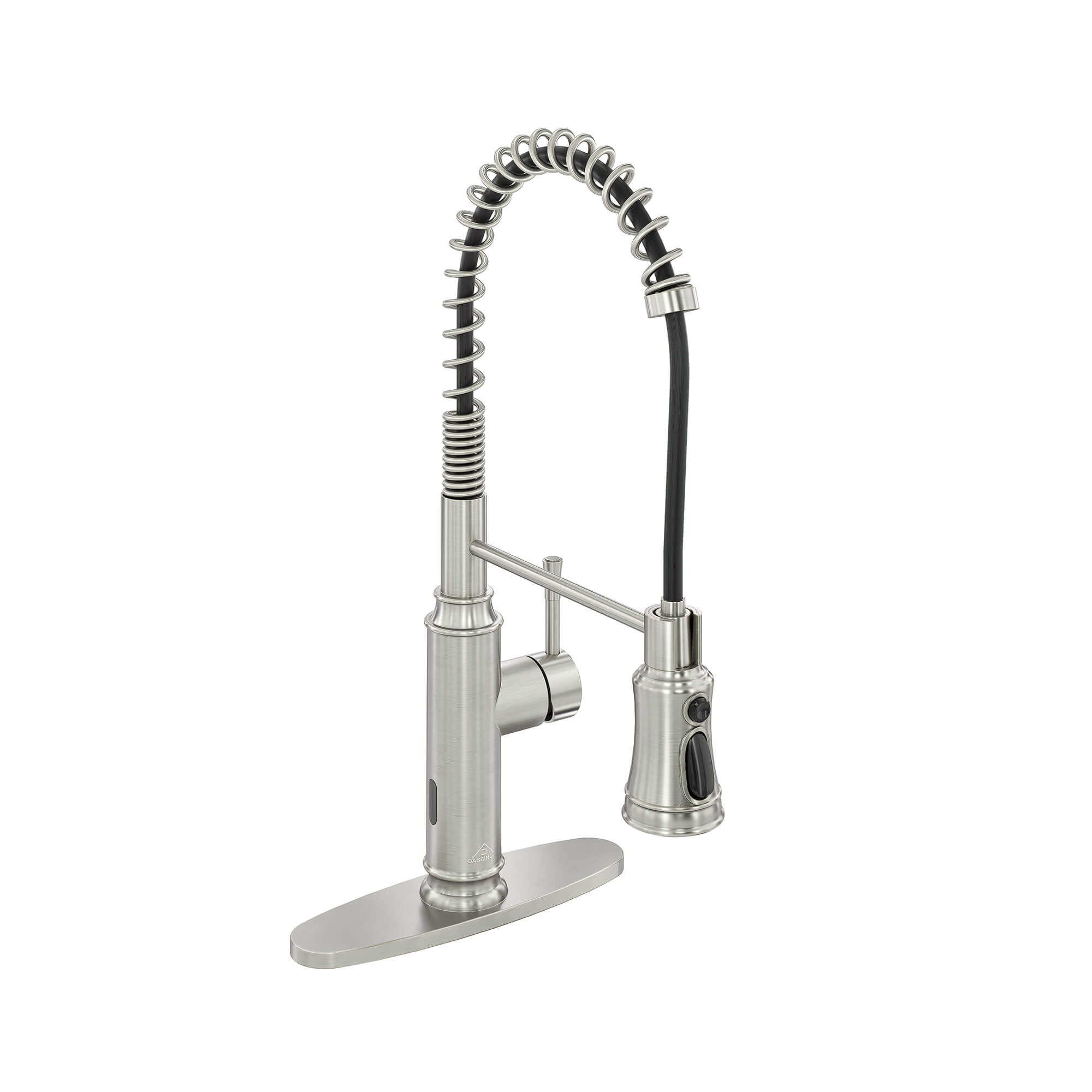 CASAINC pull down kitchen faucet with 1.8gpm spray head function switch in mattle black/brushed nickel-CASAINC