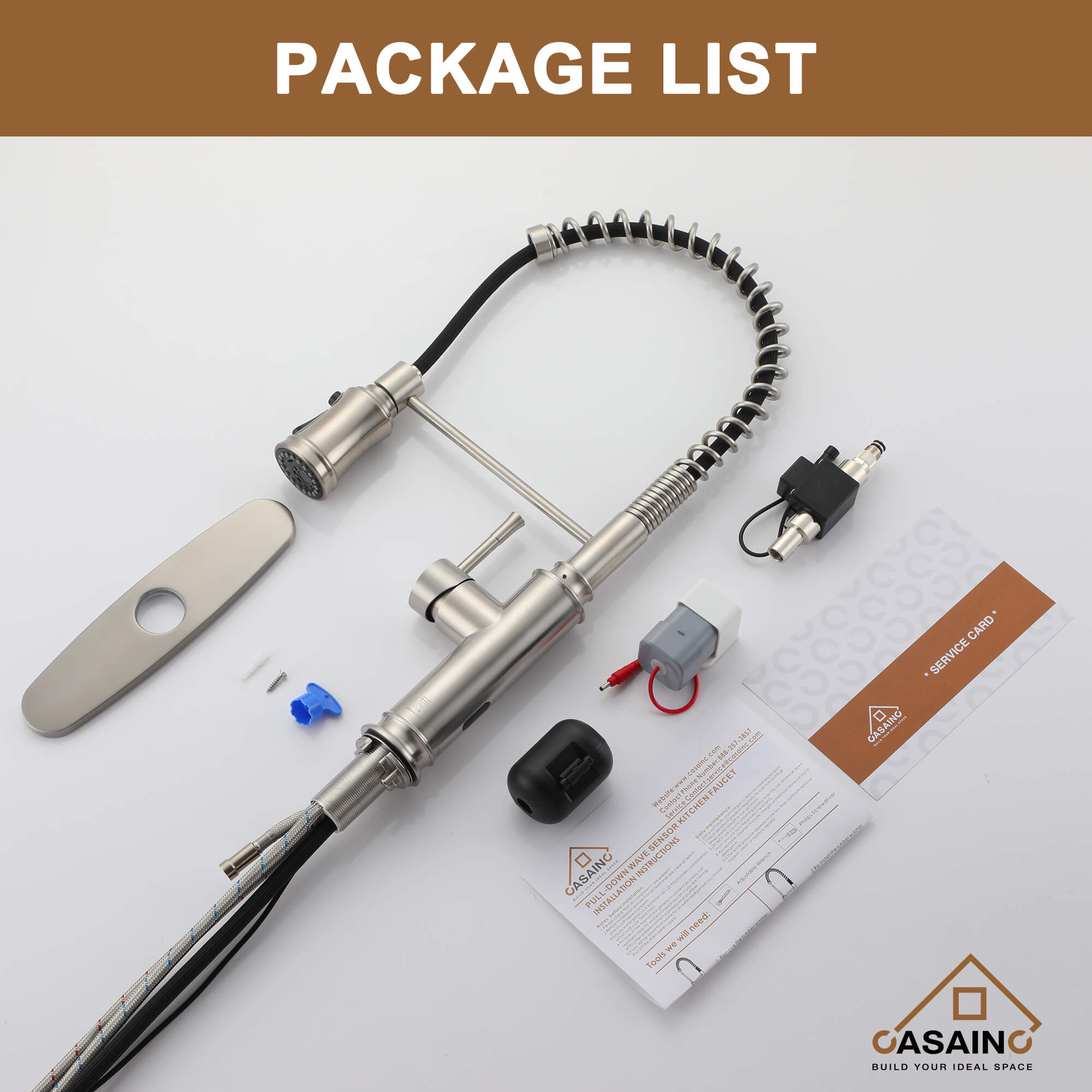 CASAINC pull down kitchen faucet with 1.8gpm spray head function switch in mattle black/brushed nickel-CASAINC