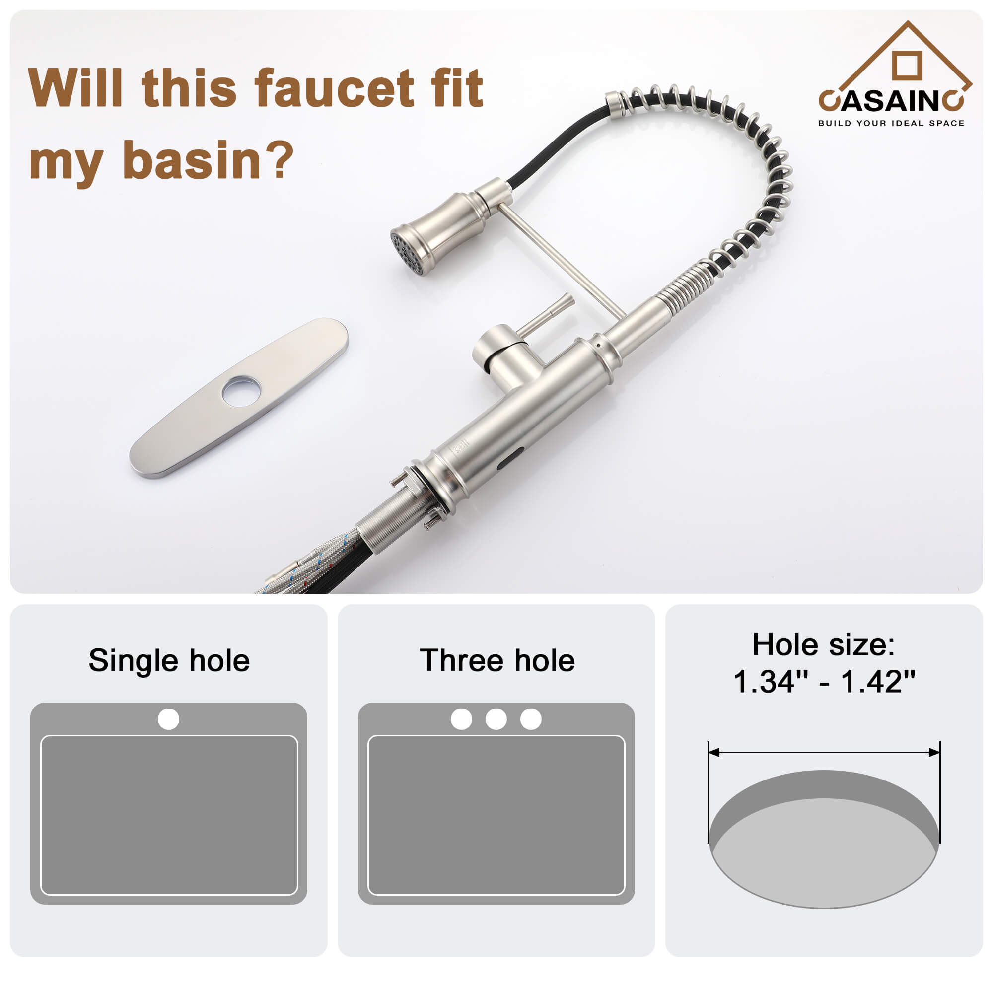 CASAINC pull down kitchen faucet with 1.8gpm spray head function switch in mattle black/brushed nickel-CASAINC