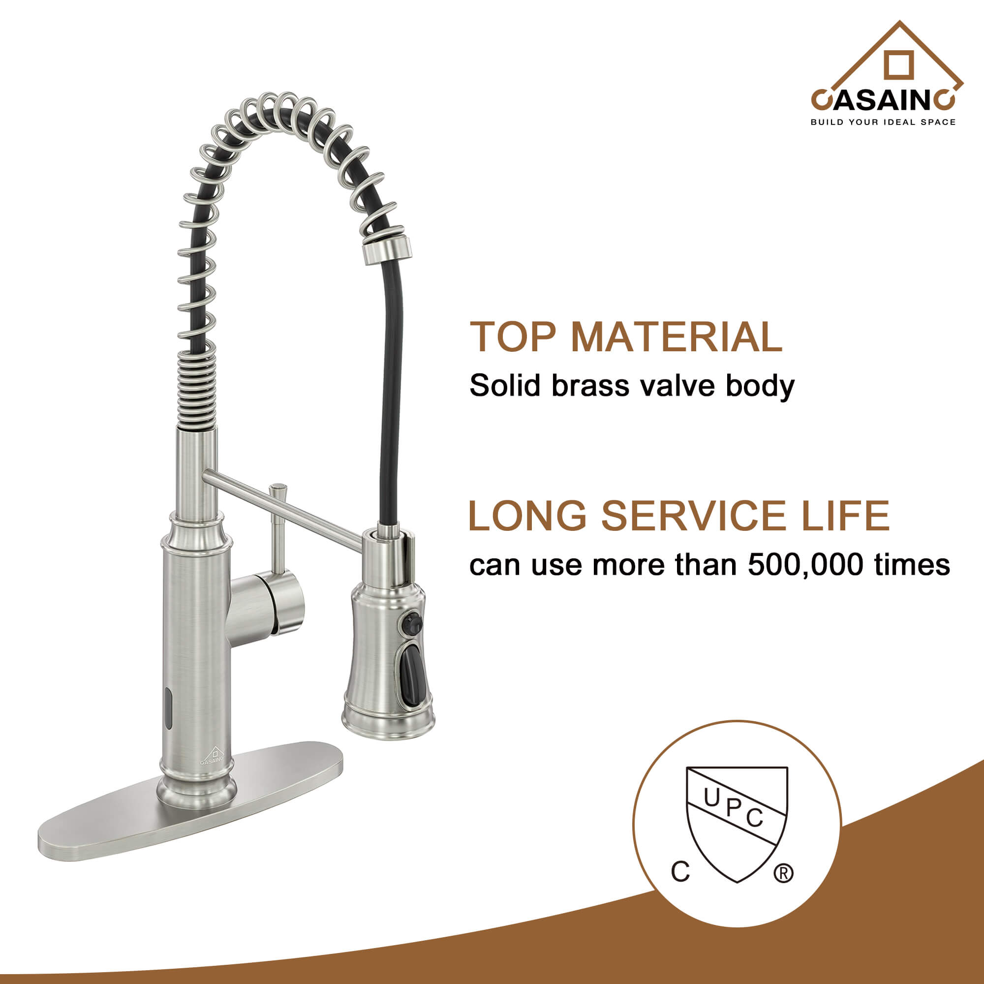 CASAINC pull down kitchen faucet with 1.8gpm spray head function switch in mattle black/brushed nickel-CASAINC