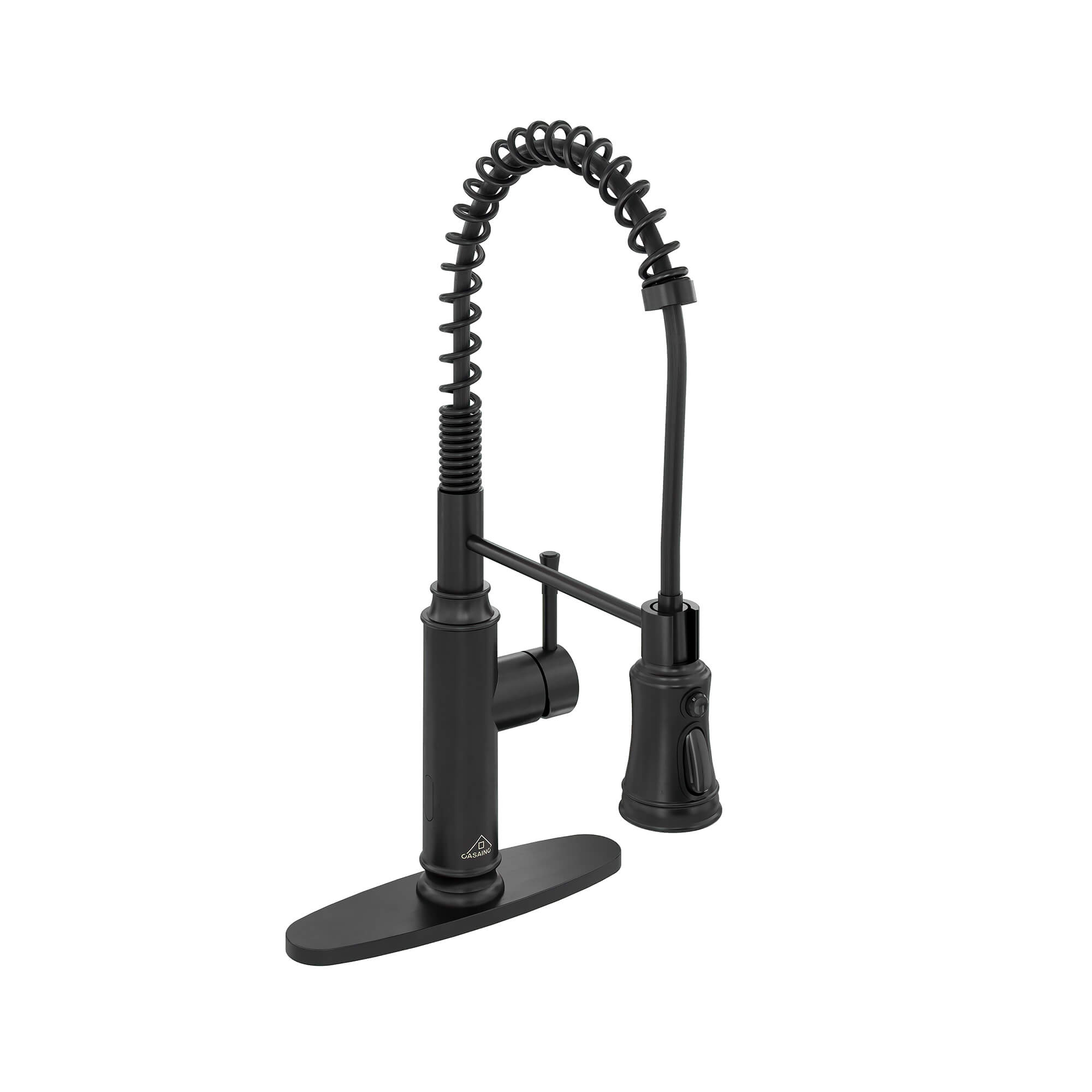 CASAINC pull down kitchen faucet with 1.8gpm spray head function switch in mattle black/brushed nickel-CASAINC