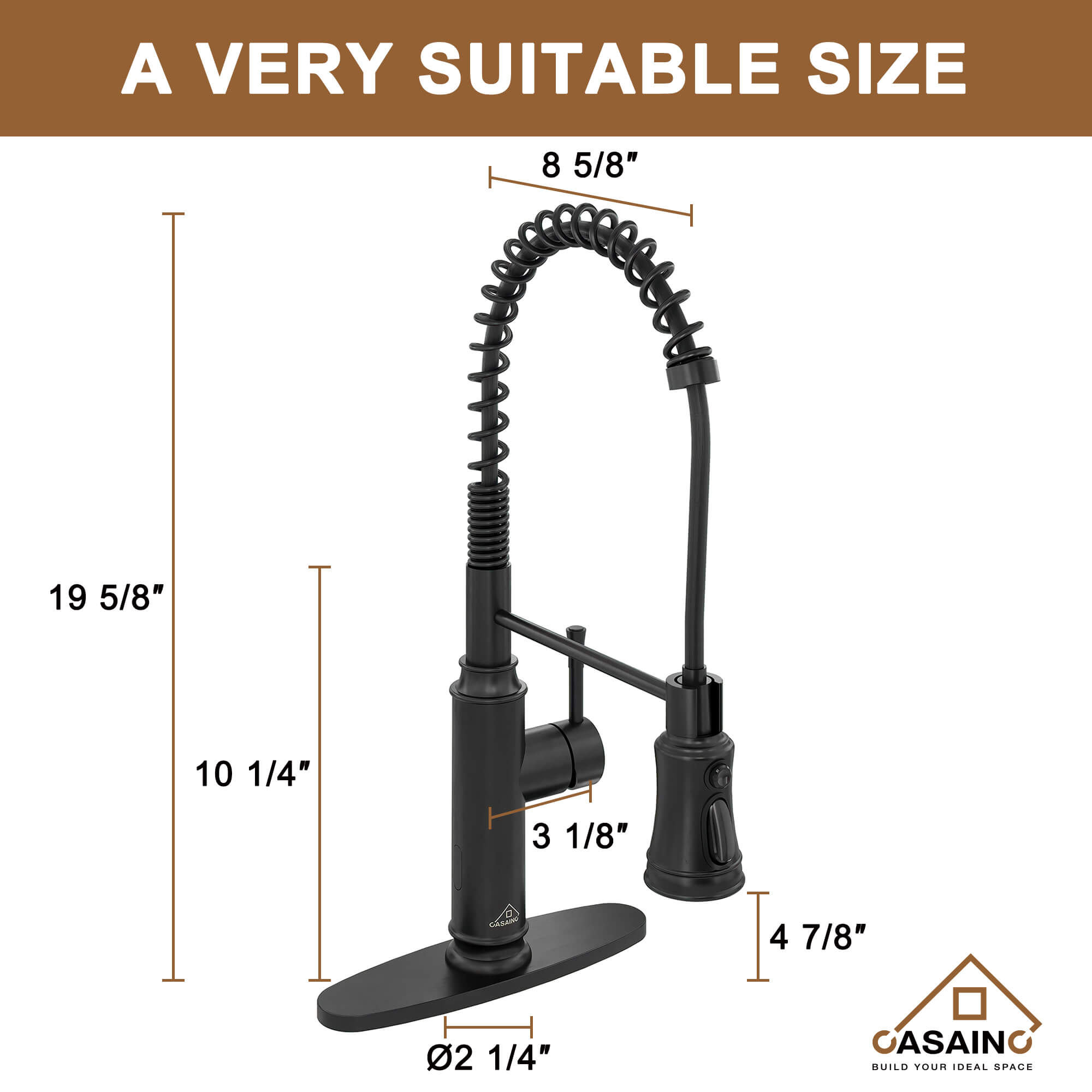 CASAINC pull down kitchen faucet with 1.8gpm spray head function switch in mattle black/brushed nickel-CASAINC