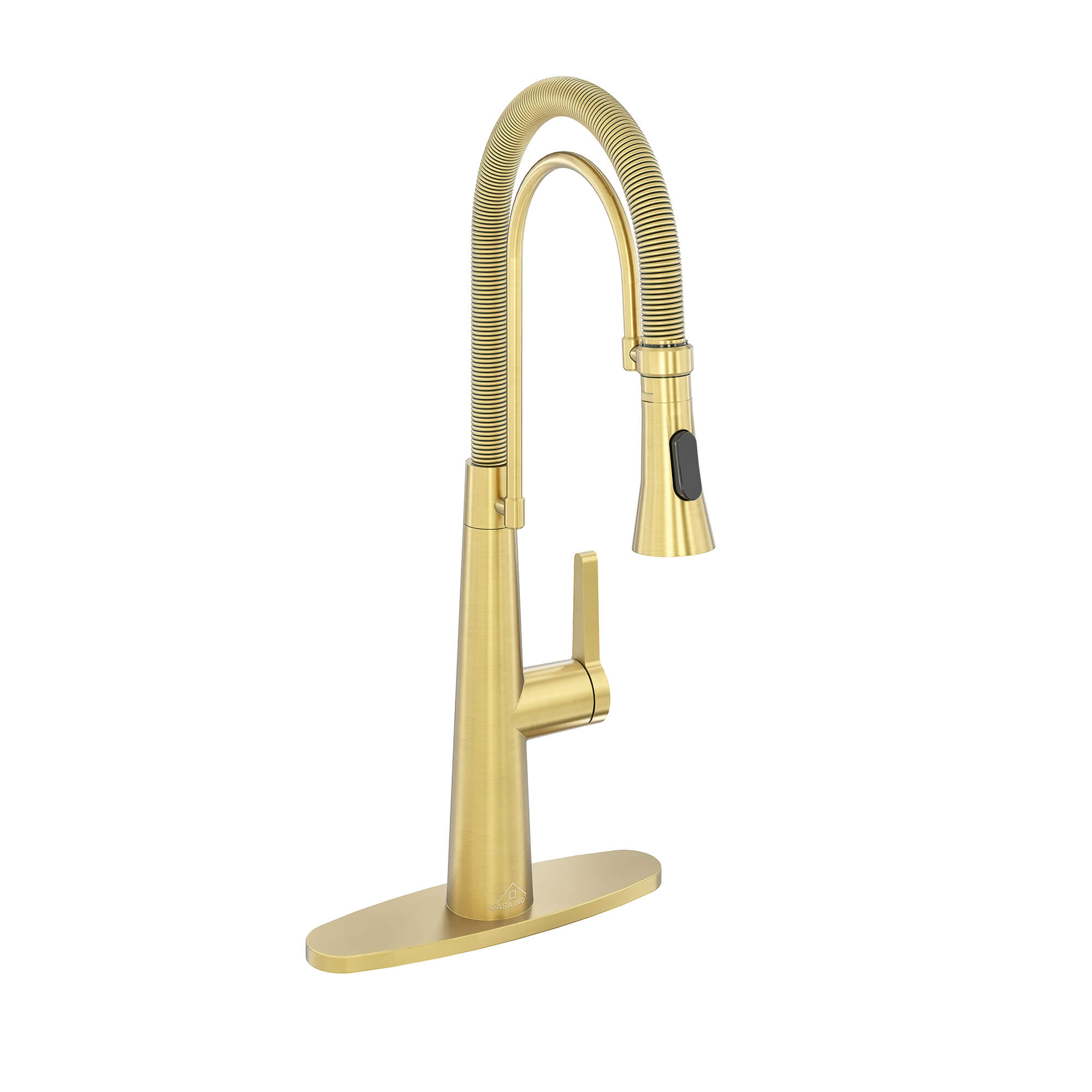 CASAINC 1.8GPM Two-function Spring Kitchen Faucet in Brushed Nickel/Gold and Black-CASAINC