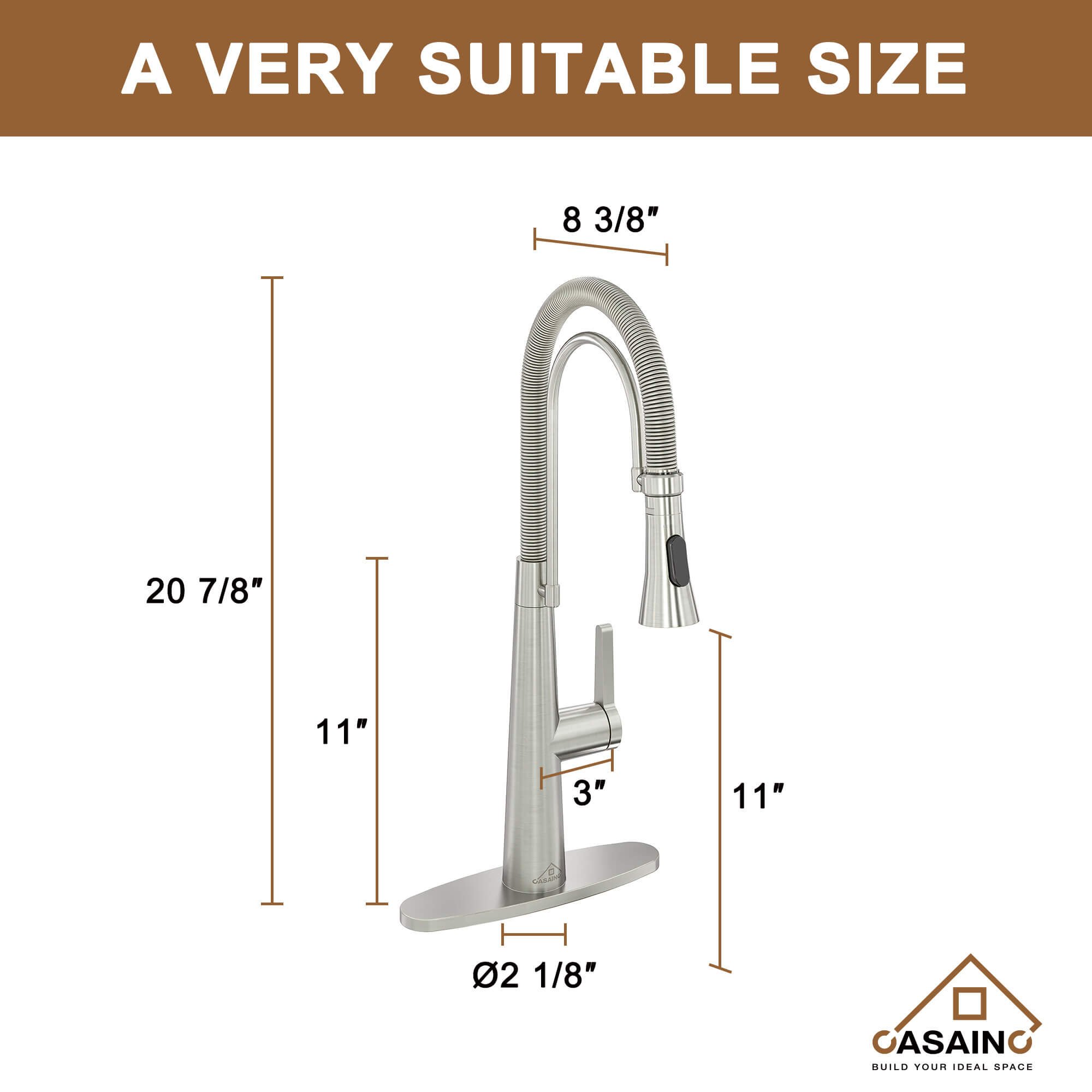 CASAINC 1.8GPM Two-function Spring Kitchen Faucet in Brushed Nickel/Gold and Black-CASAINC