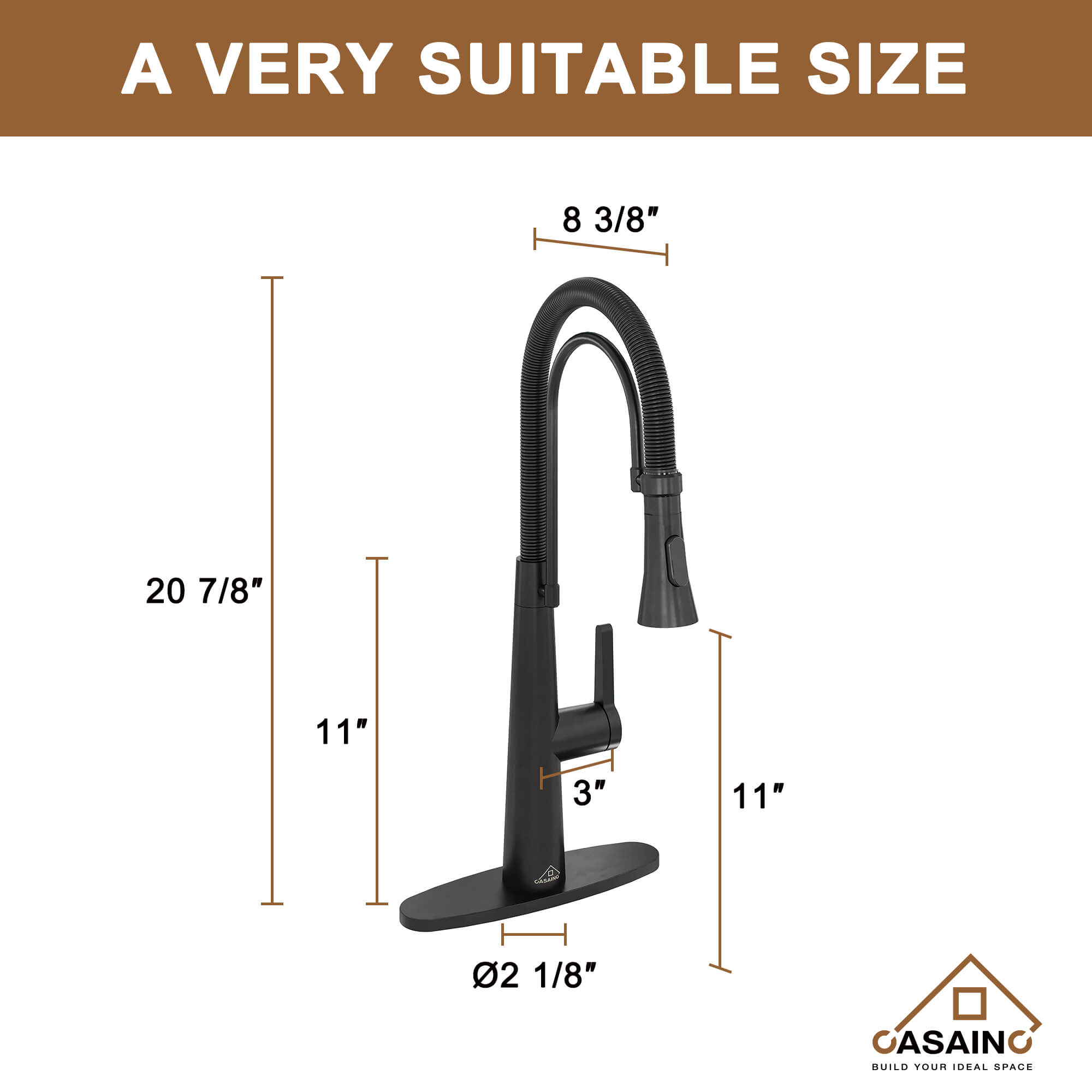 CASAINC 1.8GPM Two-function Spring Kitchen Faucet in Brushed Nickel/Gold and Black-CASAINC