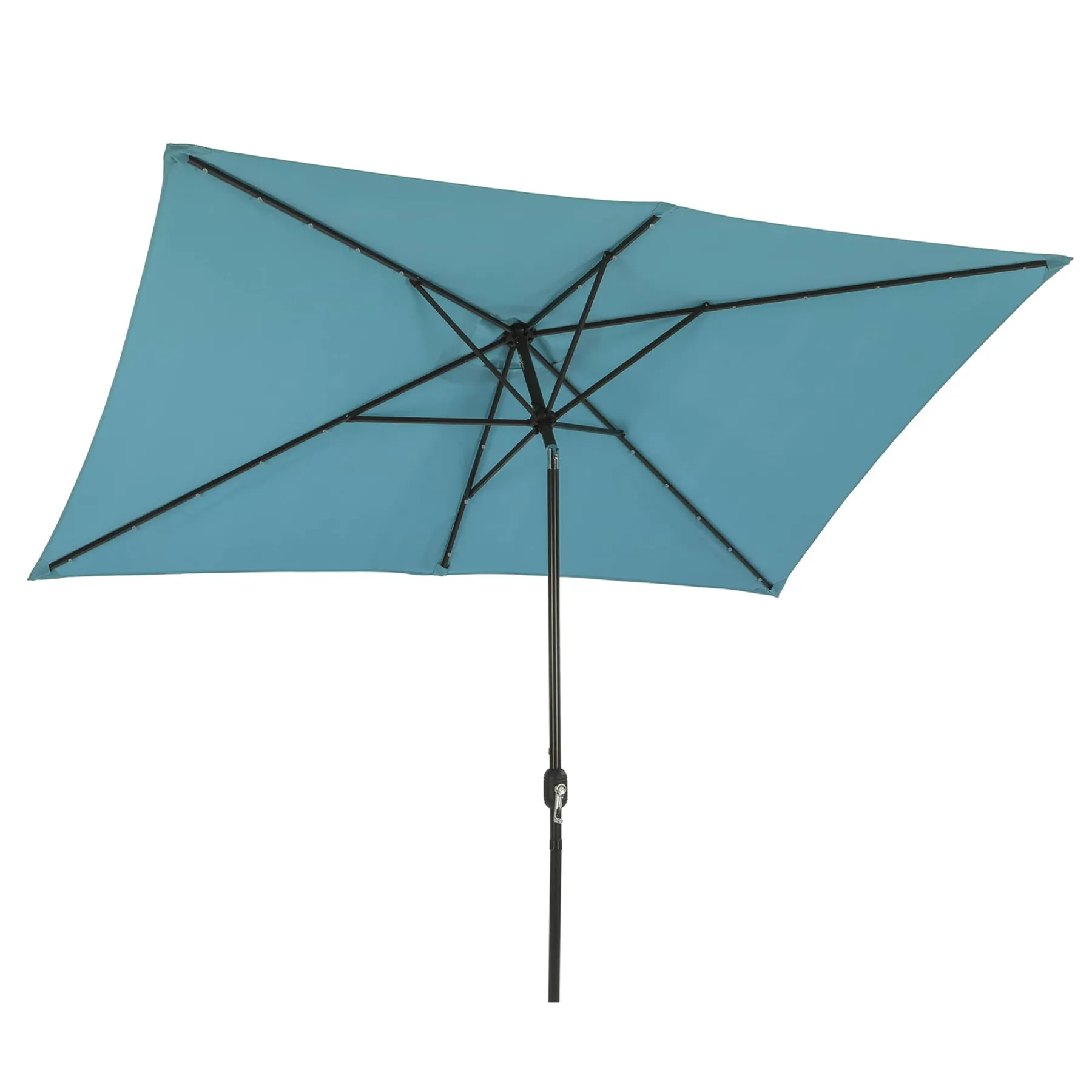 CASAINC 10Ft Rectangular Outdoor Umbrella with 26 LED Lights in Light Blue