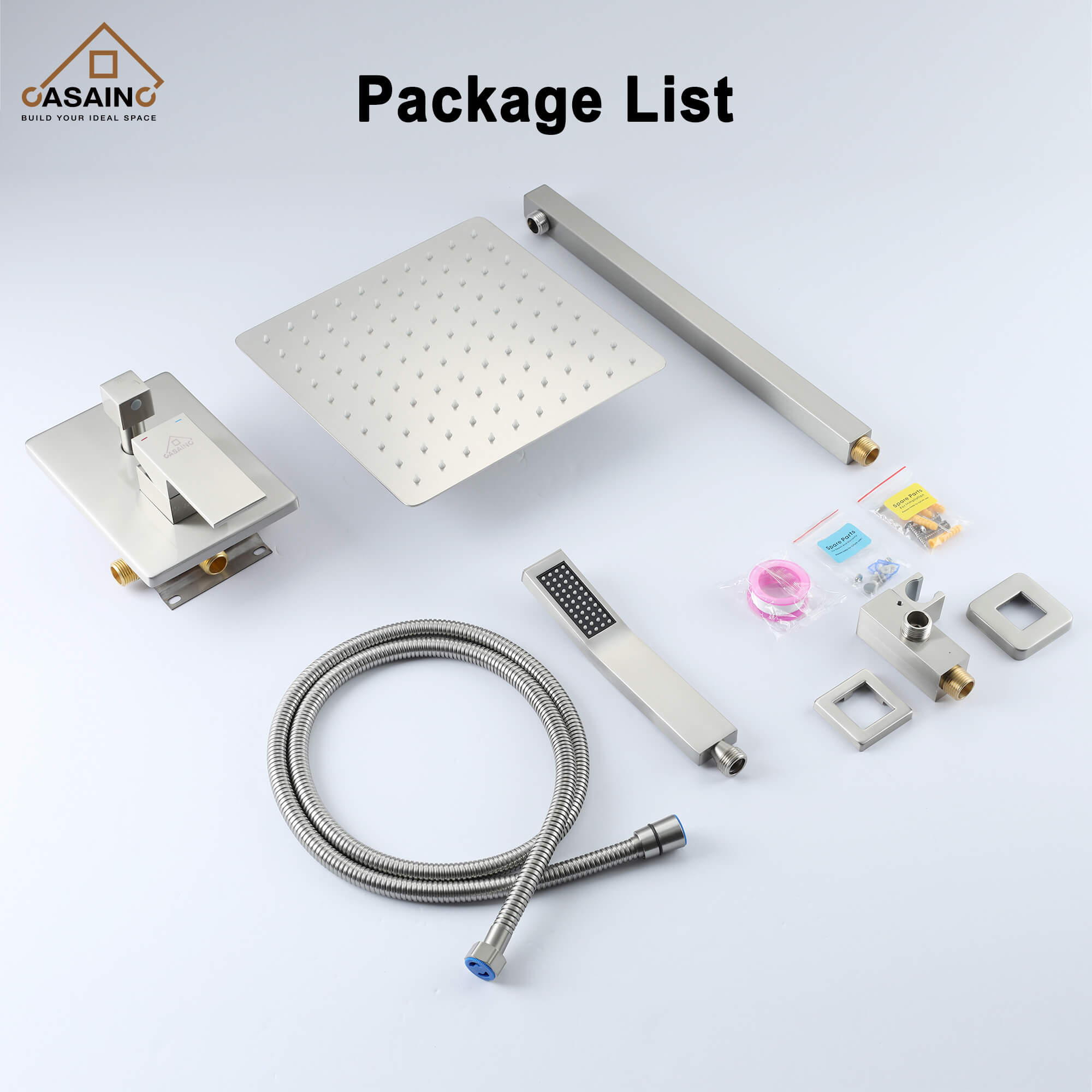 CASAINC 2-Function Shower System with Handheld Shower in Brushed Nickel/Matte Black