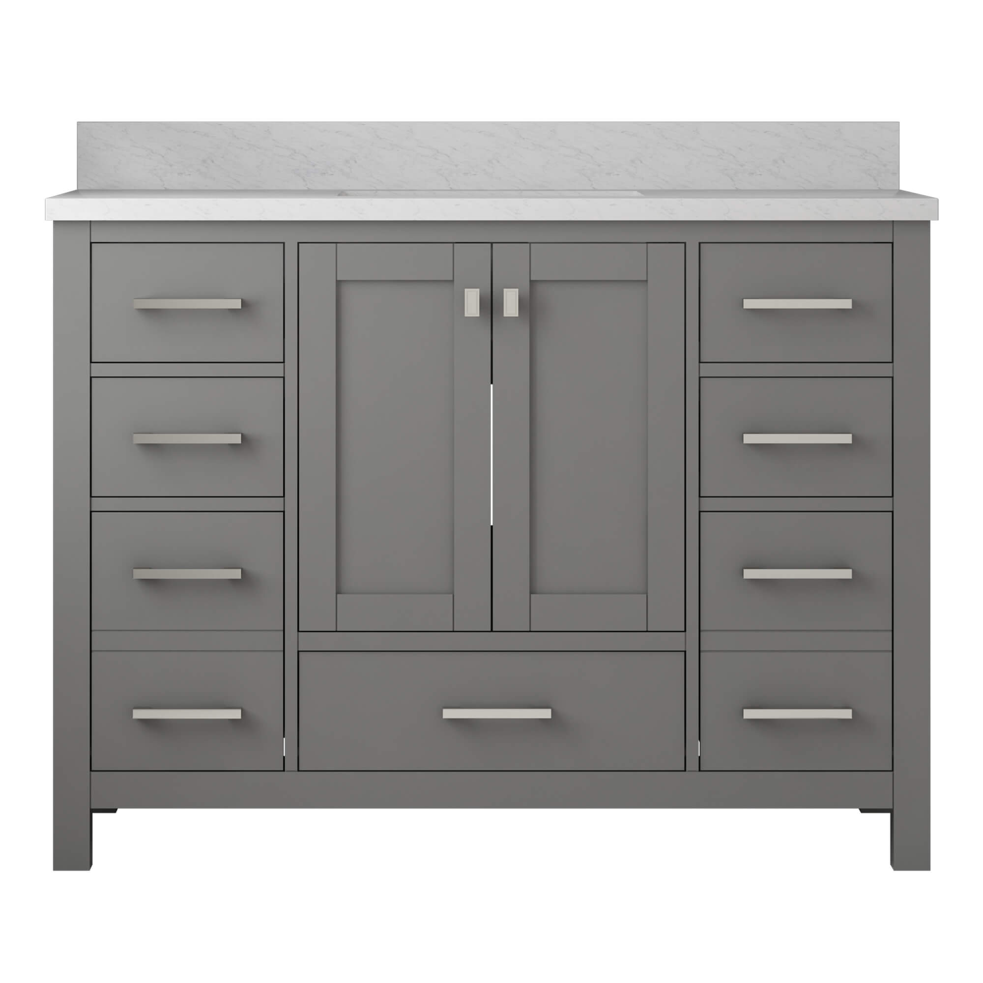 CASAINC 48 x 22 x 35.4 in. Solid Wood Bath Vanity with Carrara White Marble Countertop in Gray/White