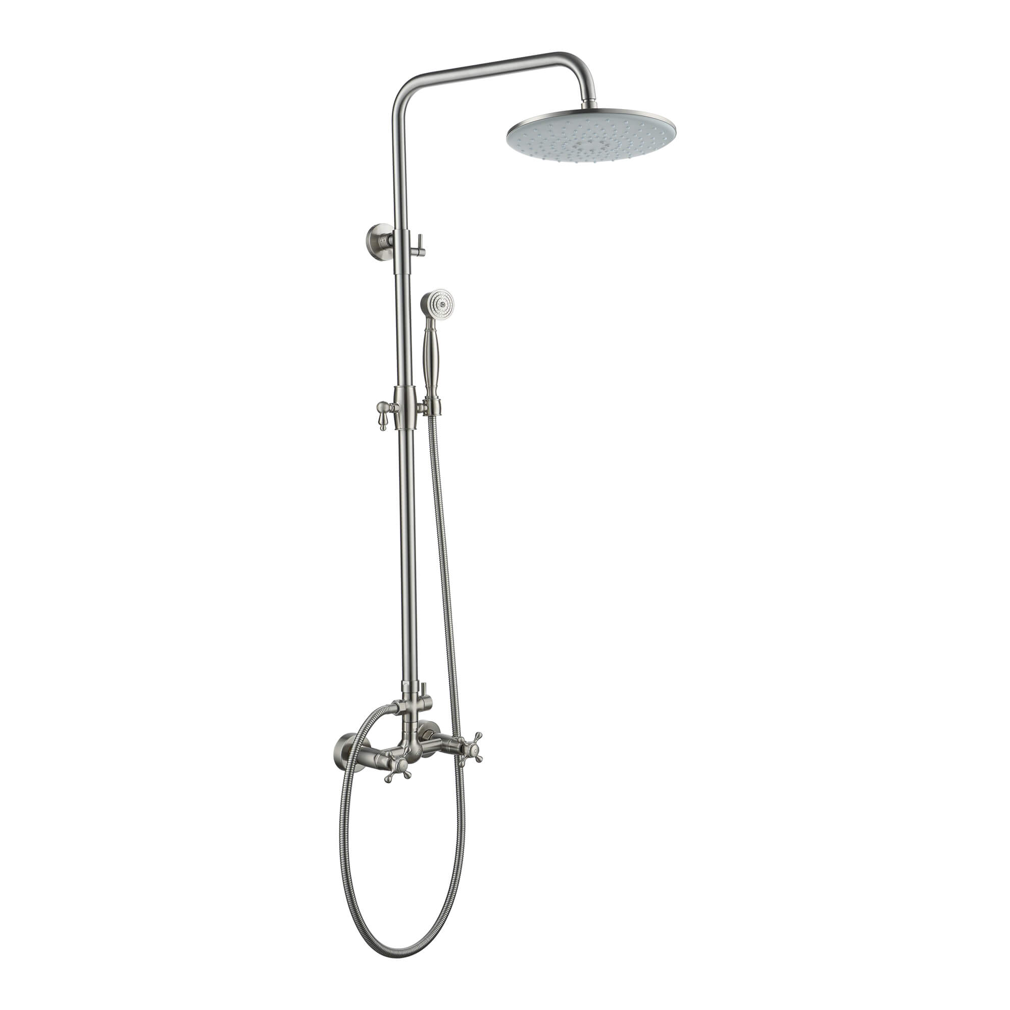 CASAINC Exposed Pipe 10-in Rainfall Shower System with Handheld Shower