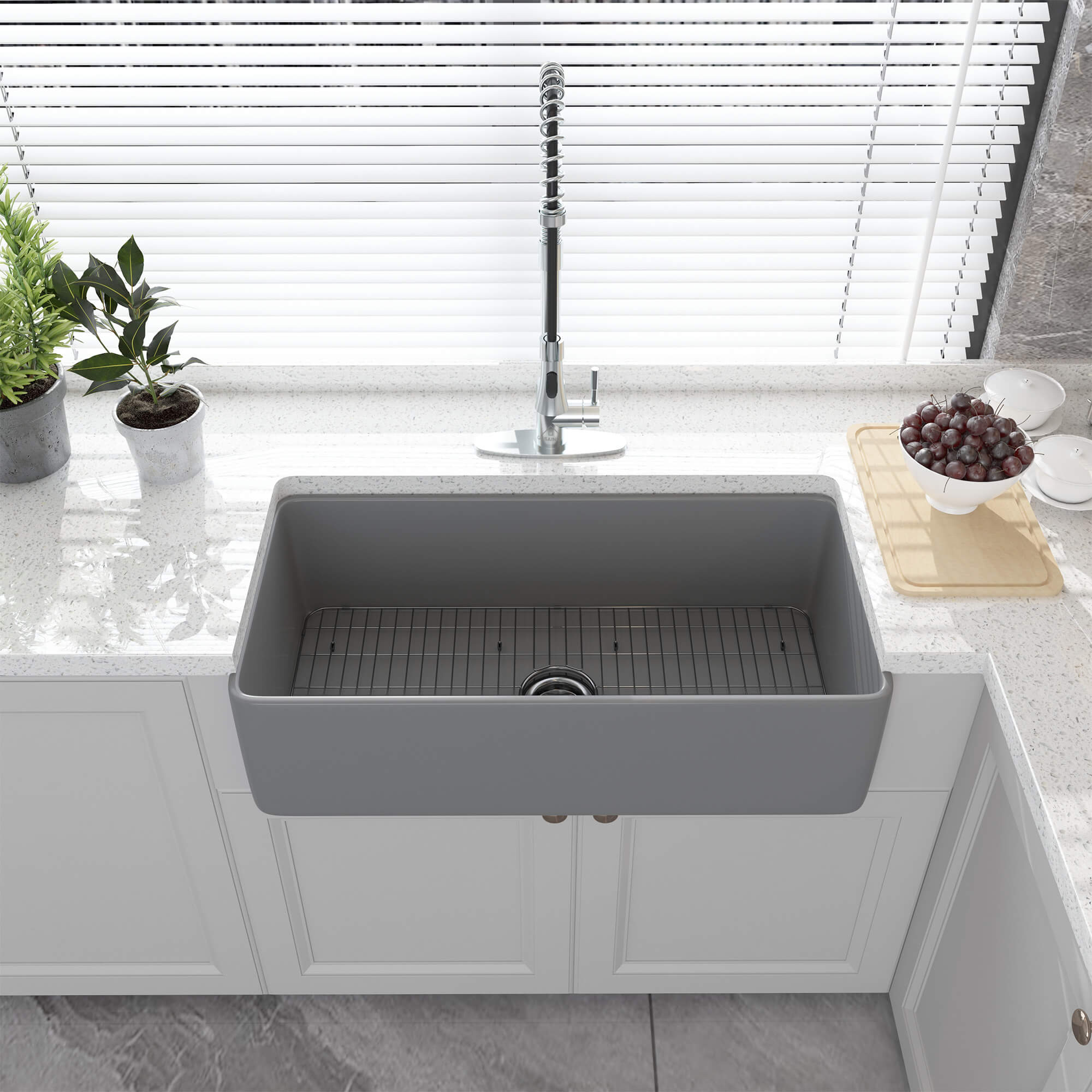 36 in. Fireclay Single Bowl Farmhouse Apron Kitchen Sink