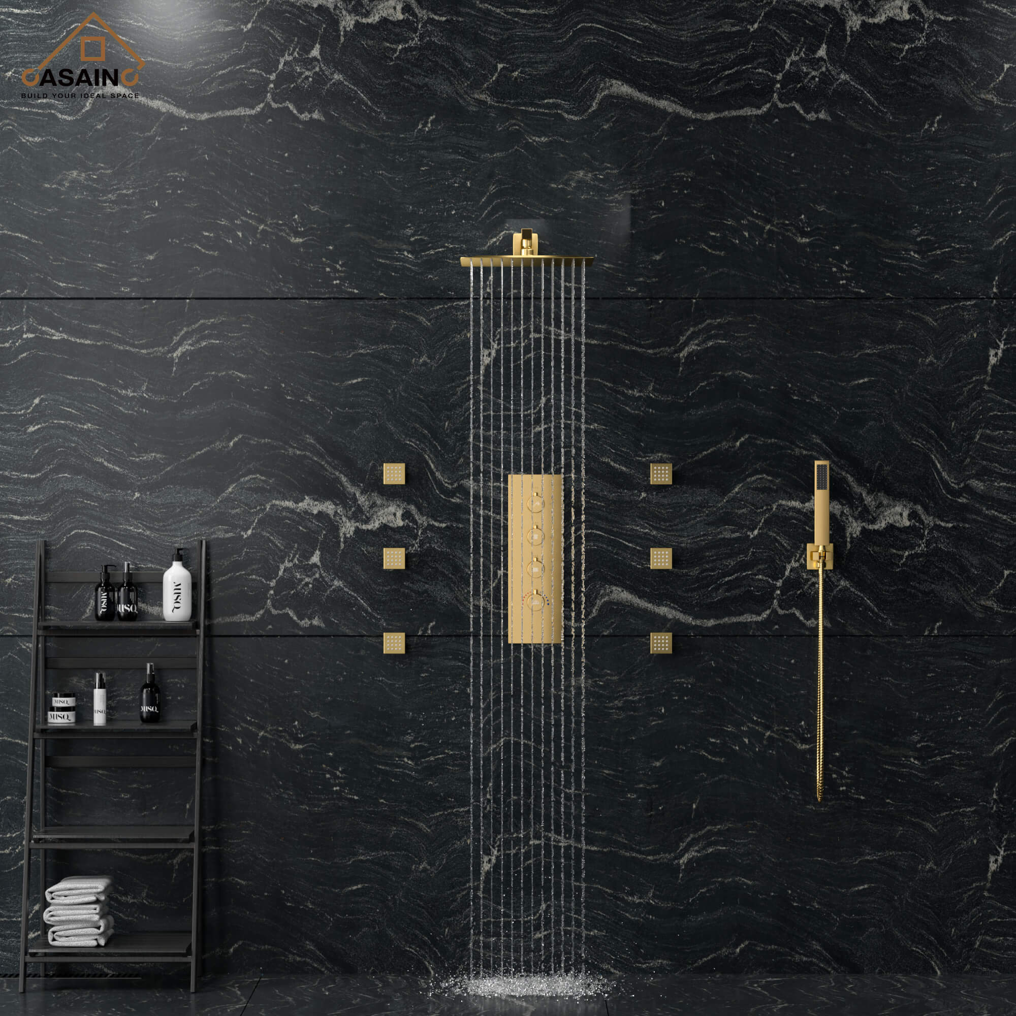 Picture of Luxury 12 in. Thermostatic Wall Mounted Rainfall Shower Faucet System