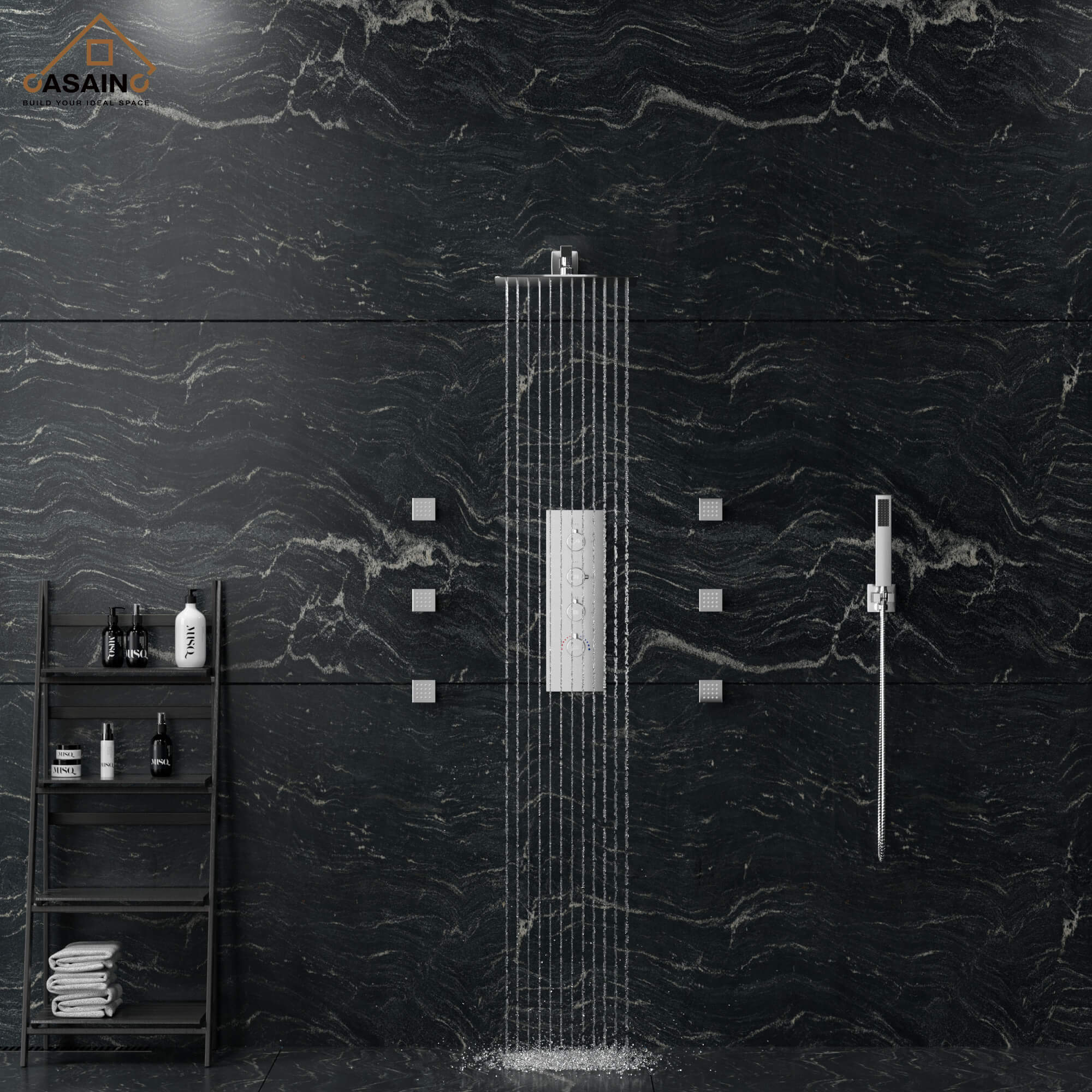 Luxury 12 in. Thermostatic Wall Mounted Rainfall Shower Faucet System