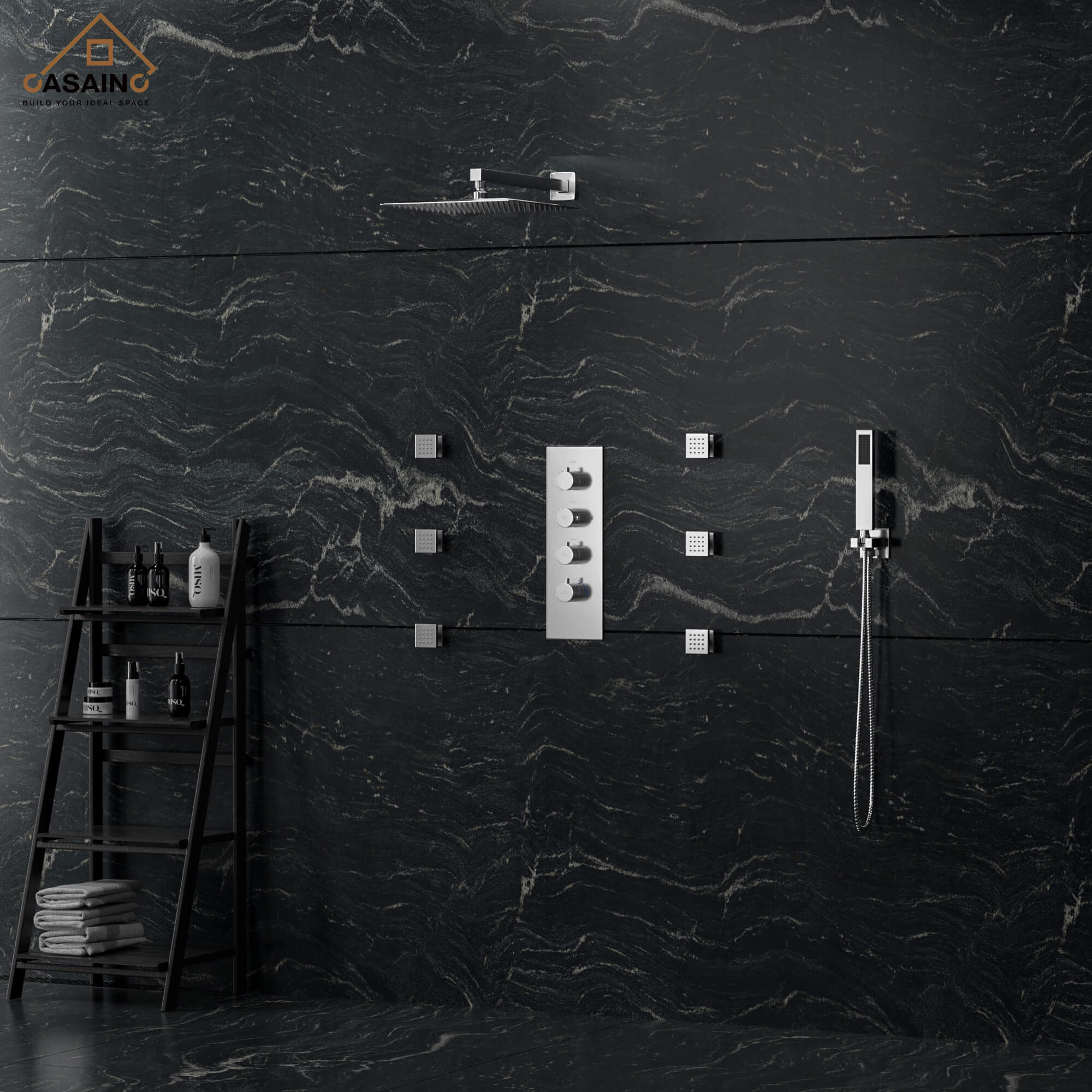 Luxury 12 in. Thermostatic Wall Mounted Rainfall Shower Faucet System