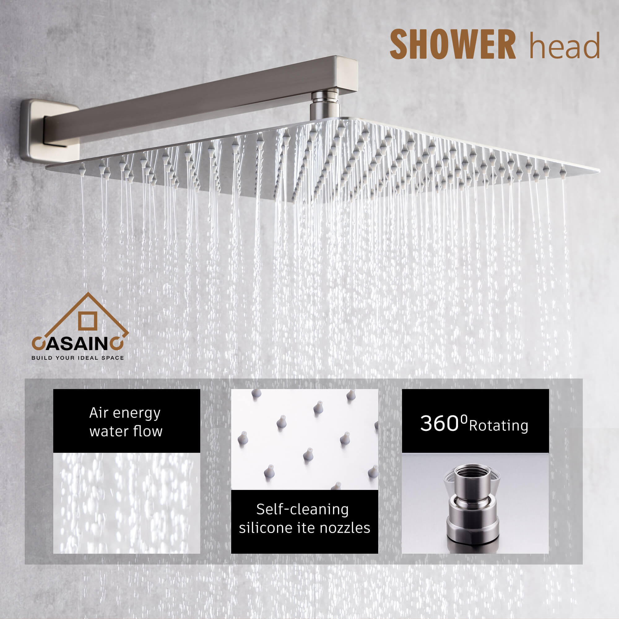 Shower Head, 10 High Pressure Rainfall Shower Head with 11
