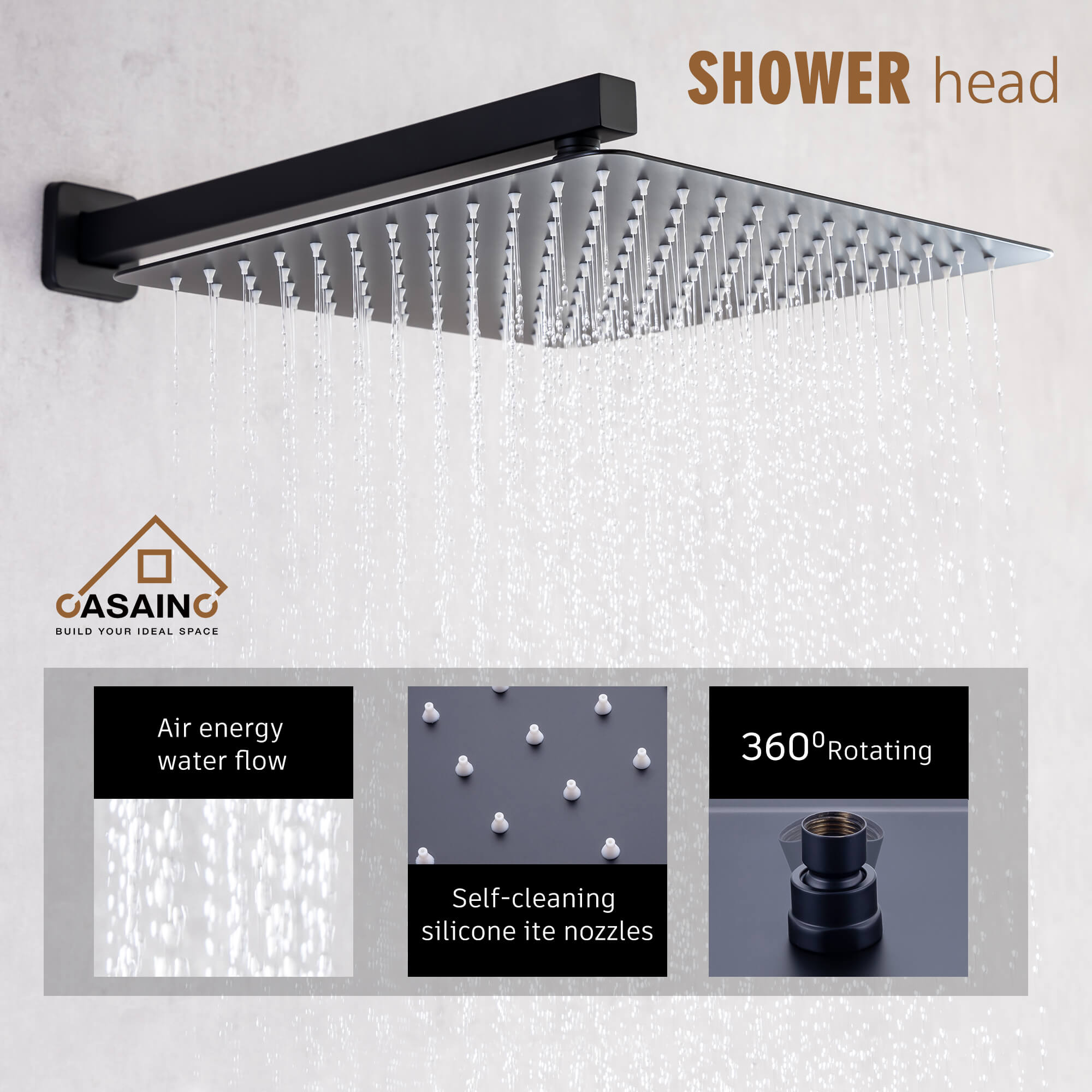 CASAINC Shower Systems with Rain Shower and Handheld  -CASAINC