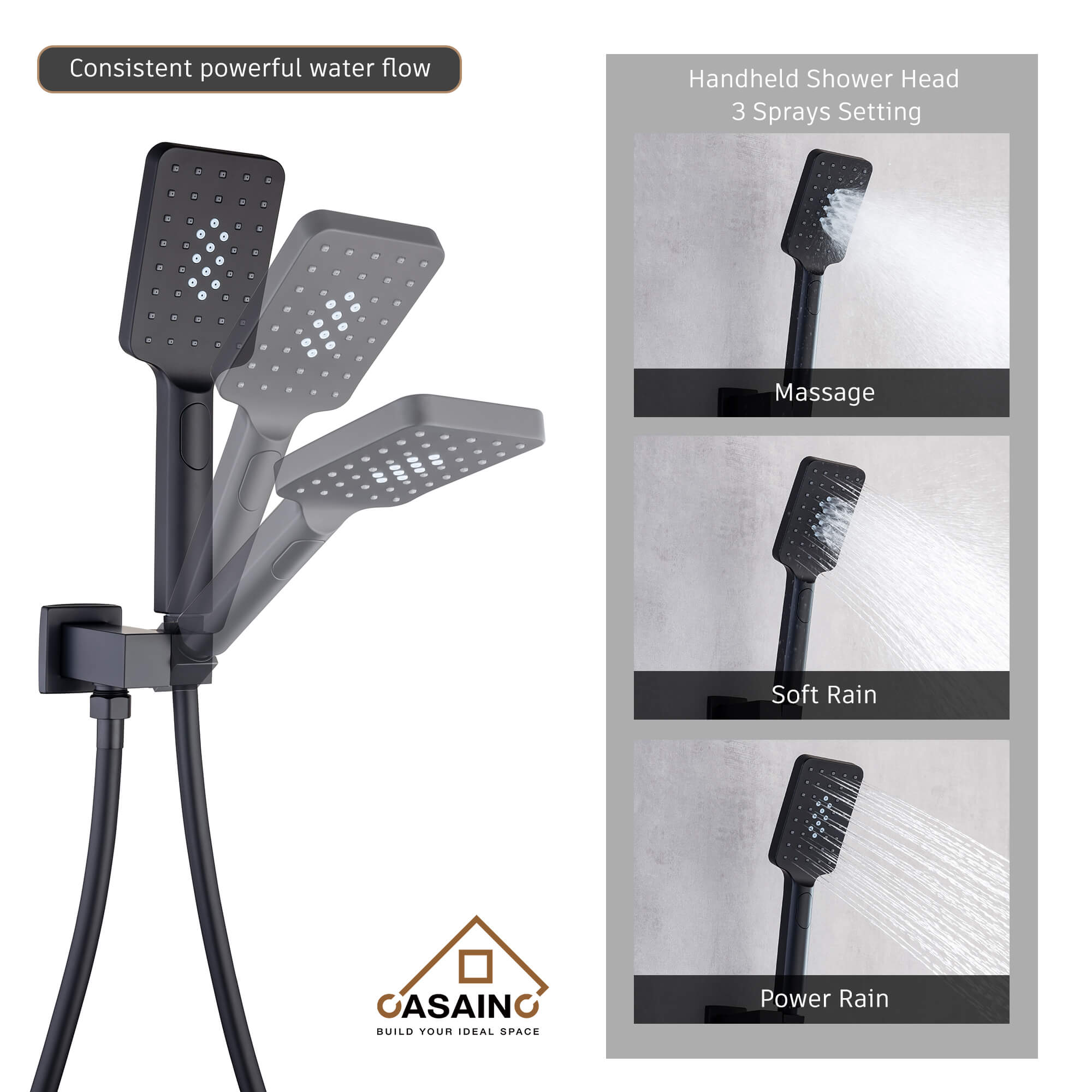 CASAINC Shower Systems with Rain Shower and Handheld  -CASAINC