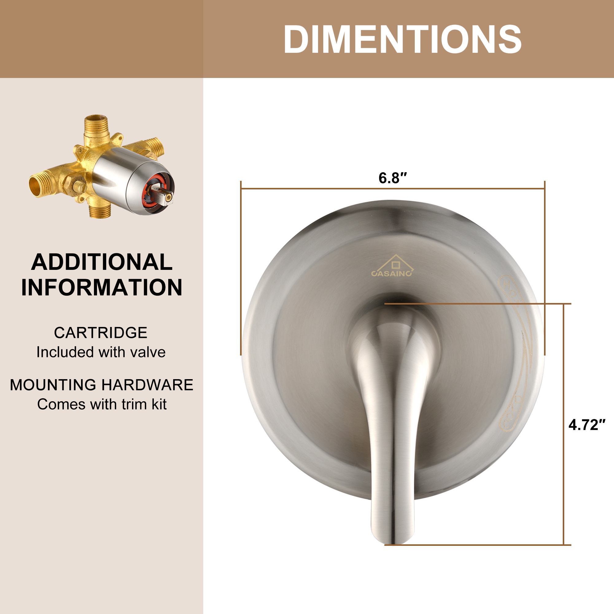 Single-Function Shower Mixer Valves Wall Mount Brass Faucet Shower Mixer Fixtures With Single Handle Copper Valve (Valve Included)