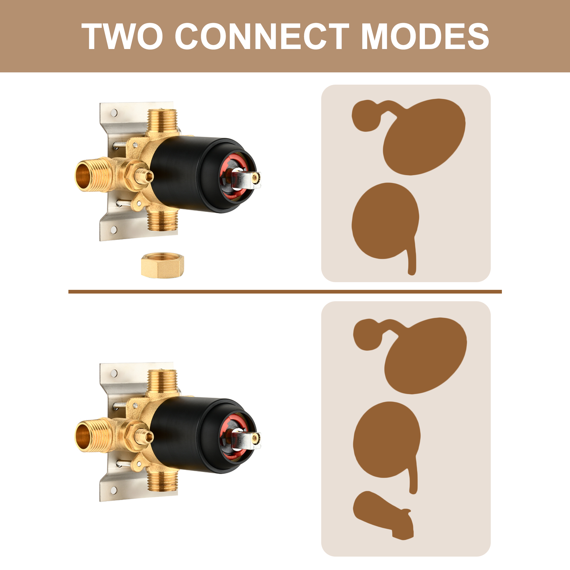 Single-Function Shower Mixer Valves Wall Mount Brass Faucet Shower Mixer Fixtures With Single Handle Copper Valve (Valve Included)