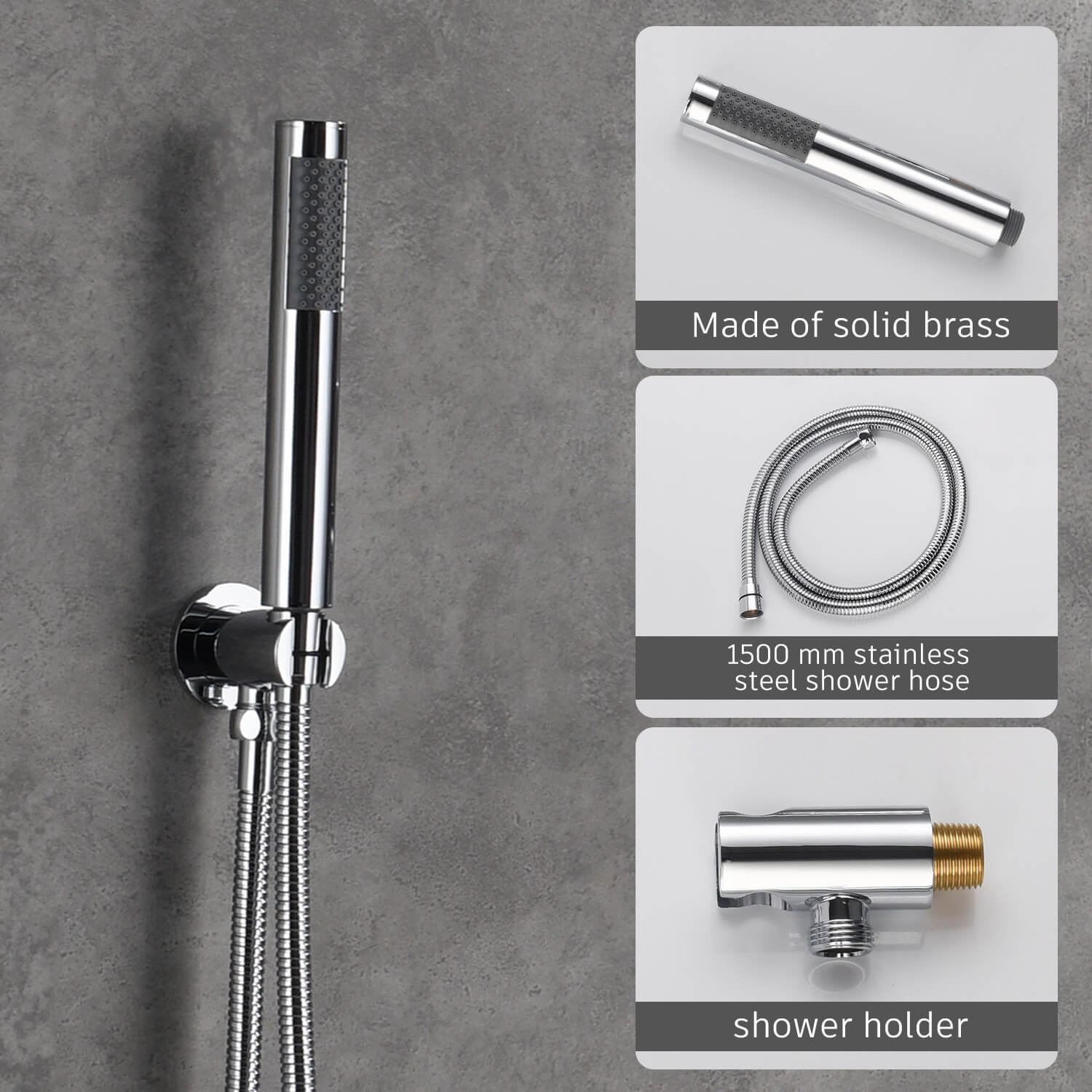 Casainc 10" Round 3 Functions Wall Mount Dual Shower Heads Shower Syst