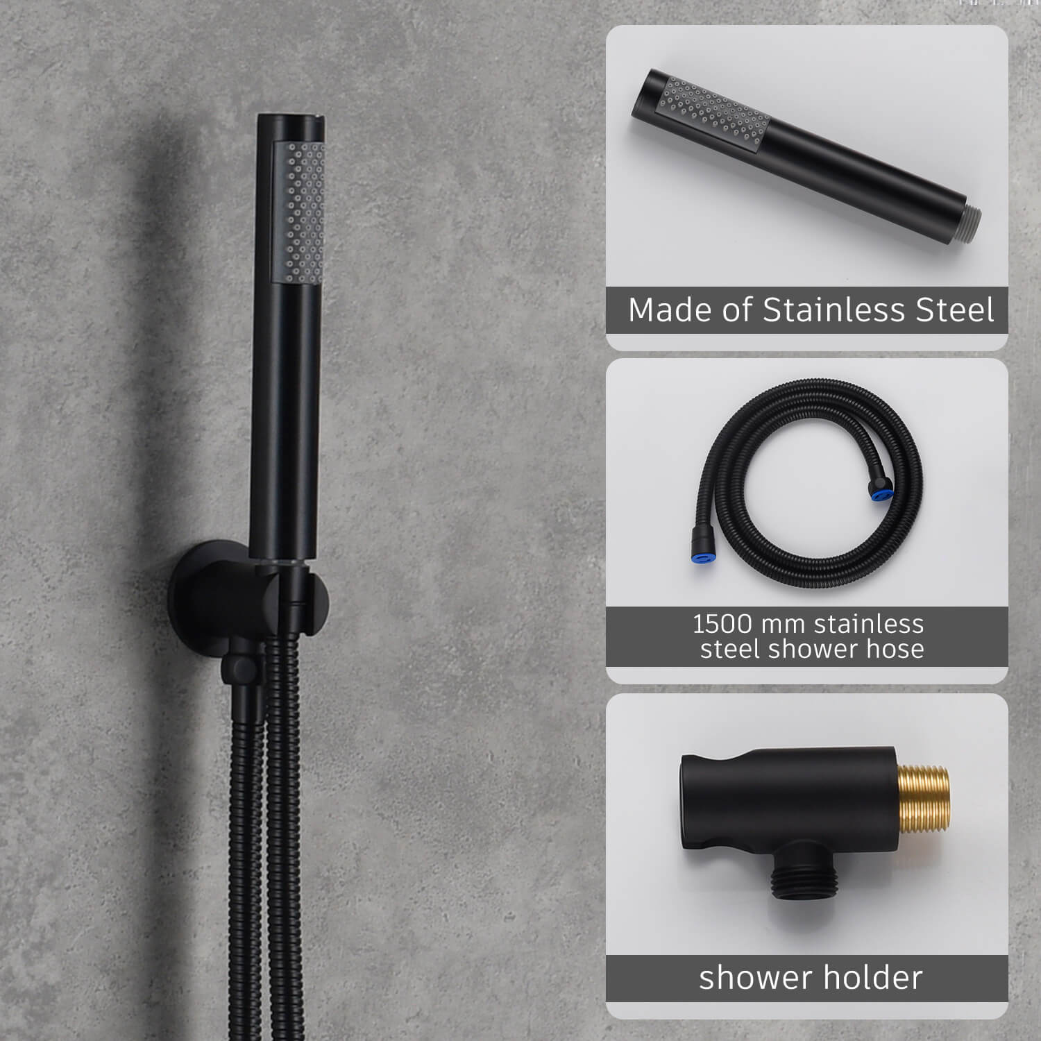 Casainc 10" Round 3 Functions Wall Mount Dual Shower Heads Shower Syst