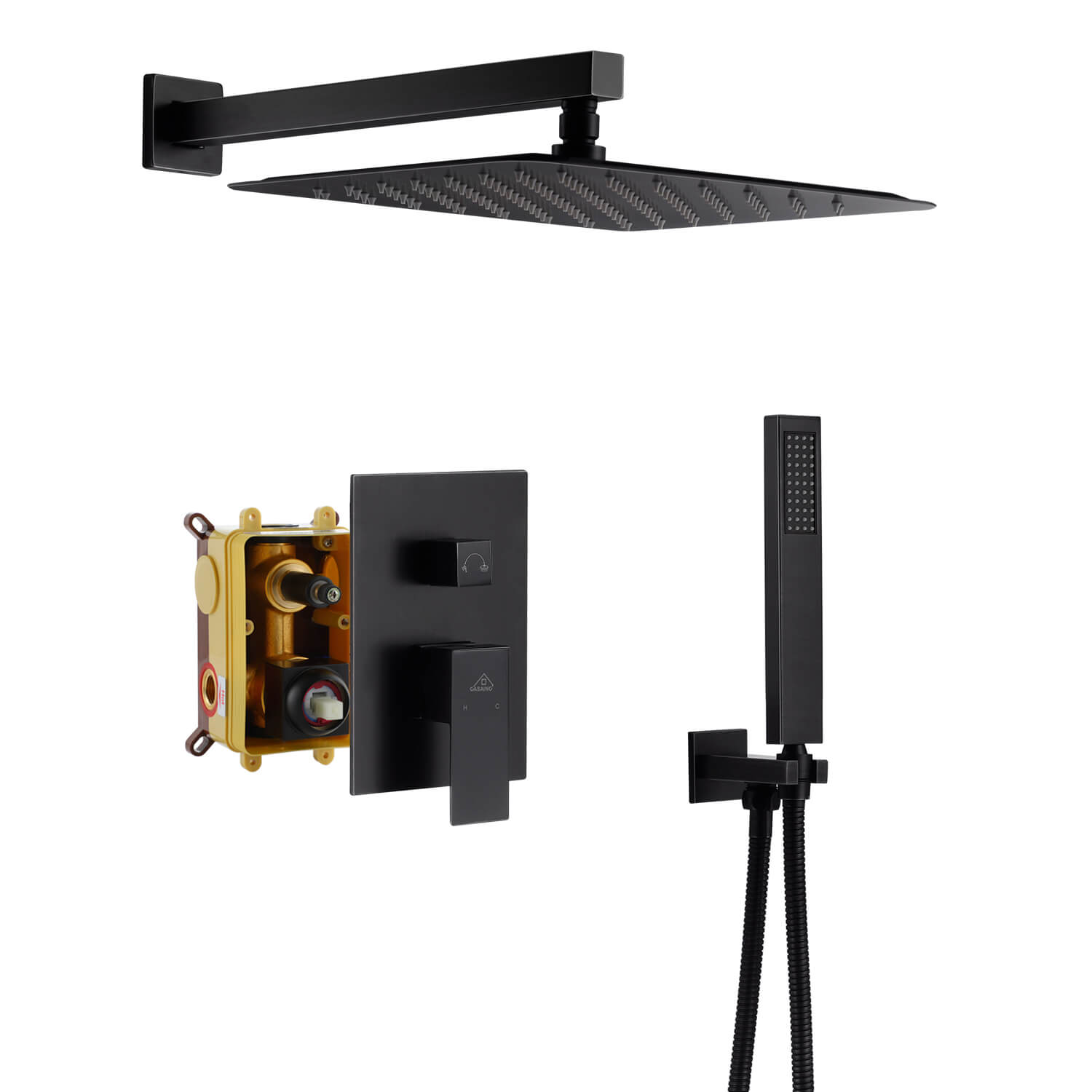 Casainc 2 Function 10" Wall Mounted Dual Shower Heads Shower System In Black-CASAINC