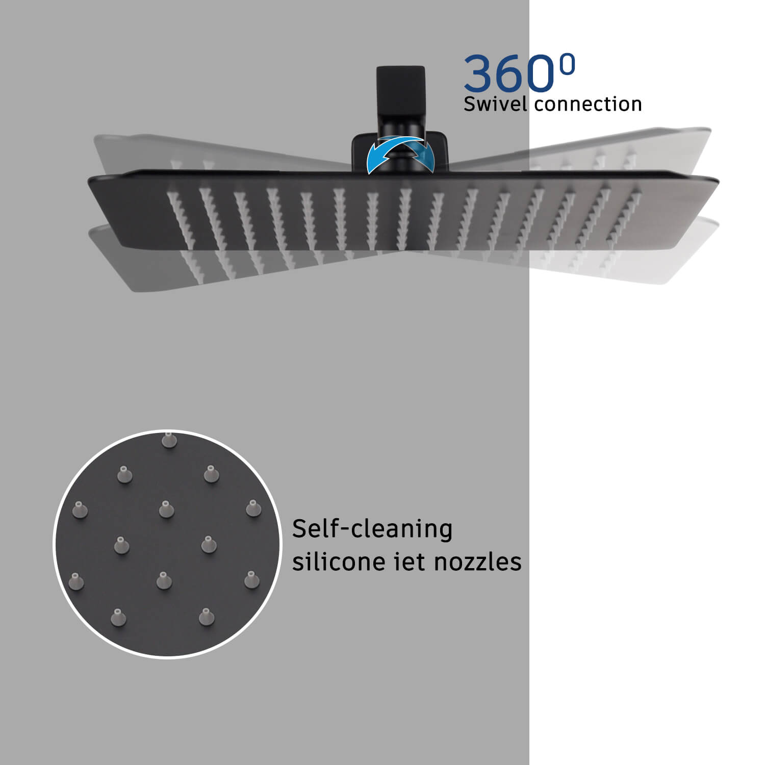 Casainc 2 Function 10" Wall Mounted Dual Shower Heads Shower System In Black-CASAINC