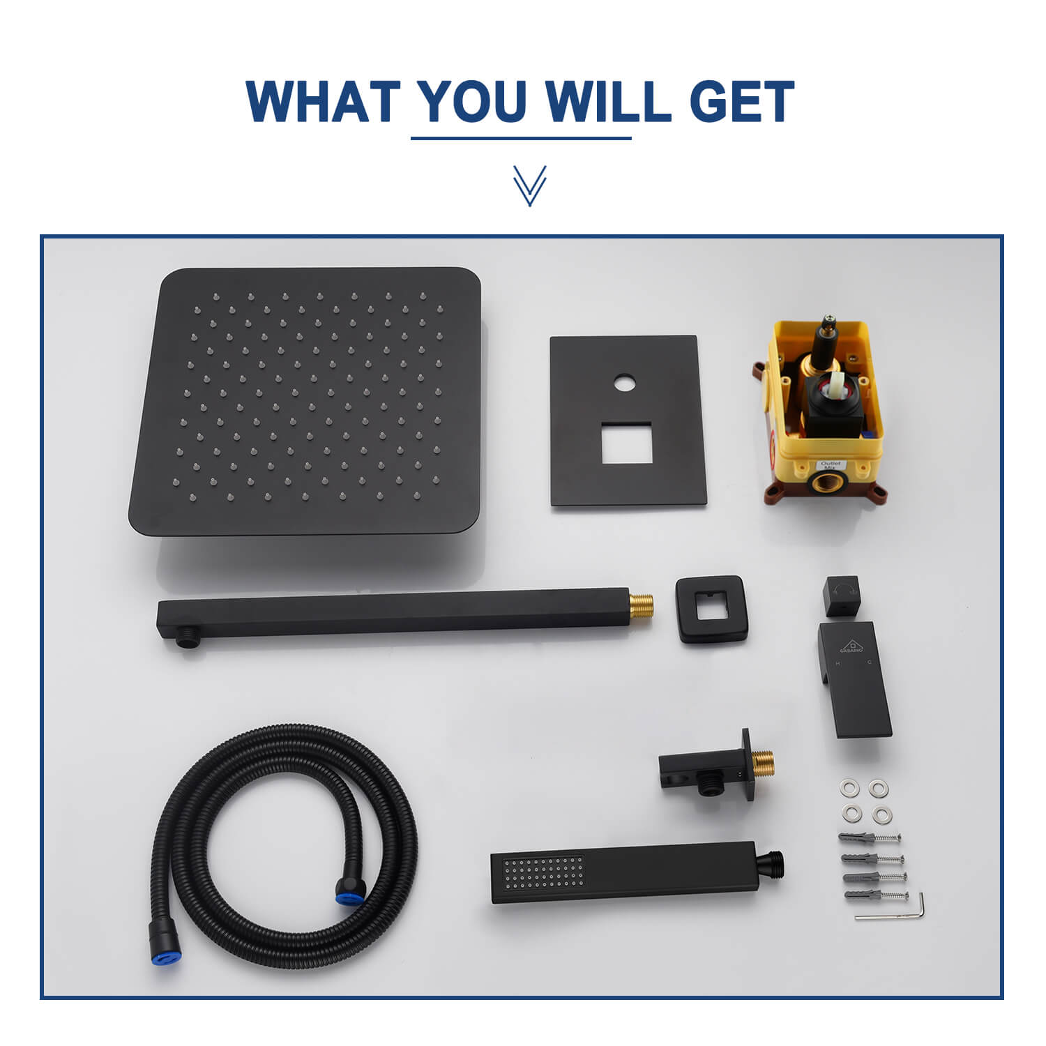 Casainc 2 Function 10" Wall Mounted Dual Shower Heads Shower System In Black-CASAINC