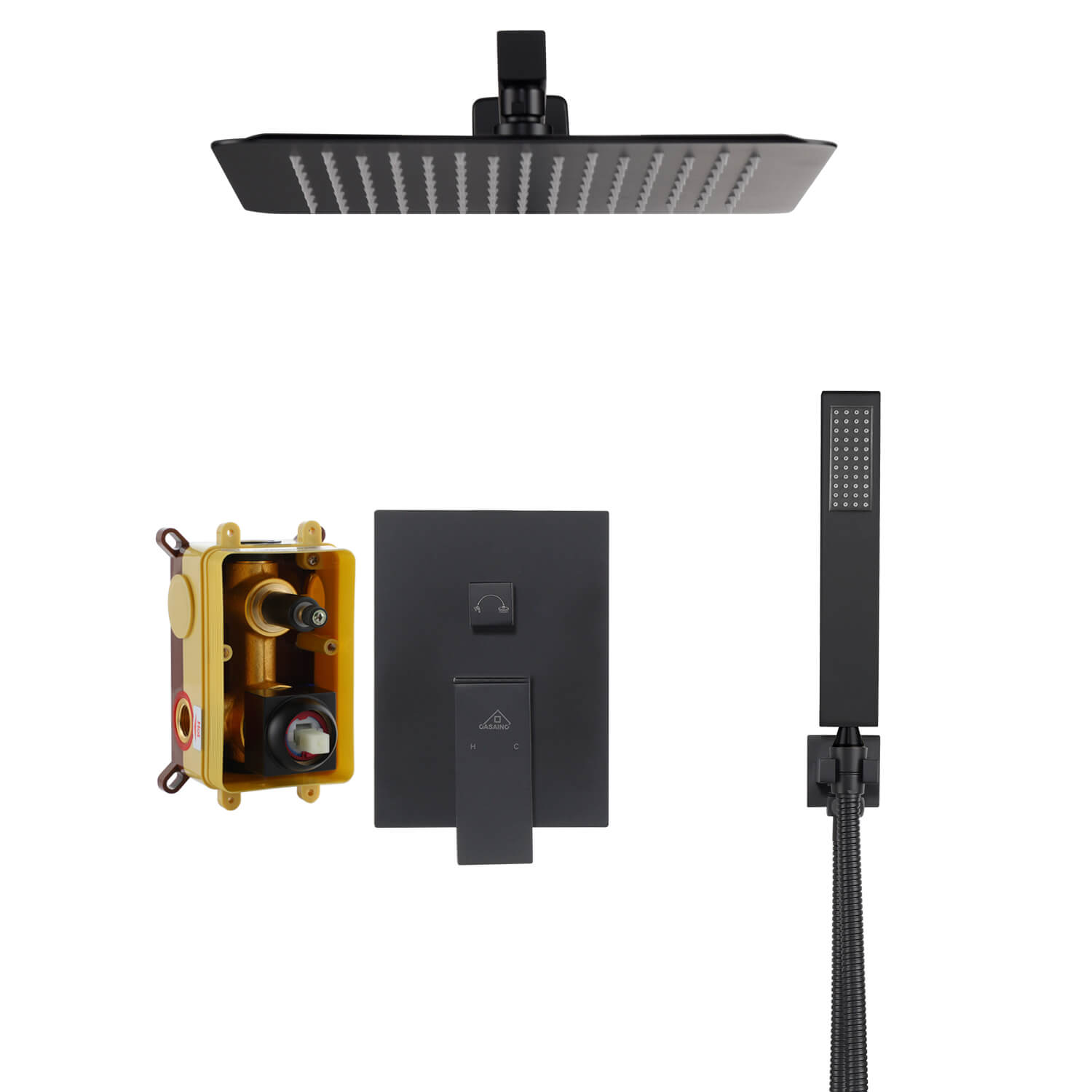 Casainc 2 Function 10" Wall Mounted Dual Shower Heads Shower System In Black-CASAINC