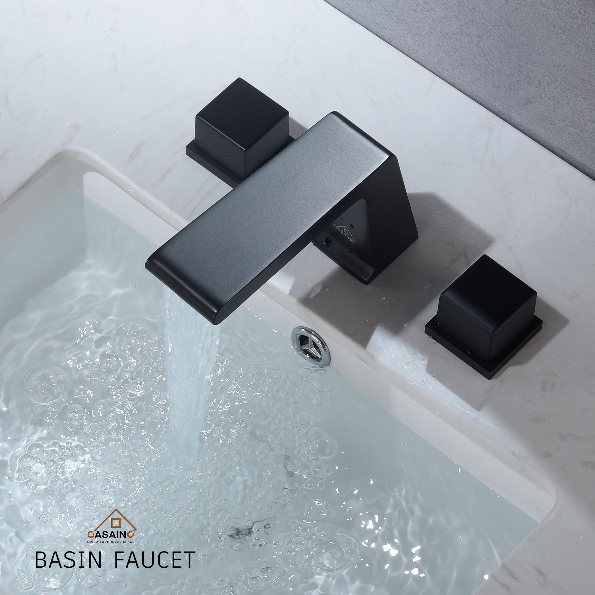 3-Hole Deck-Mounted Waterfall Basin Faucet Bathroom Sink Faucet
