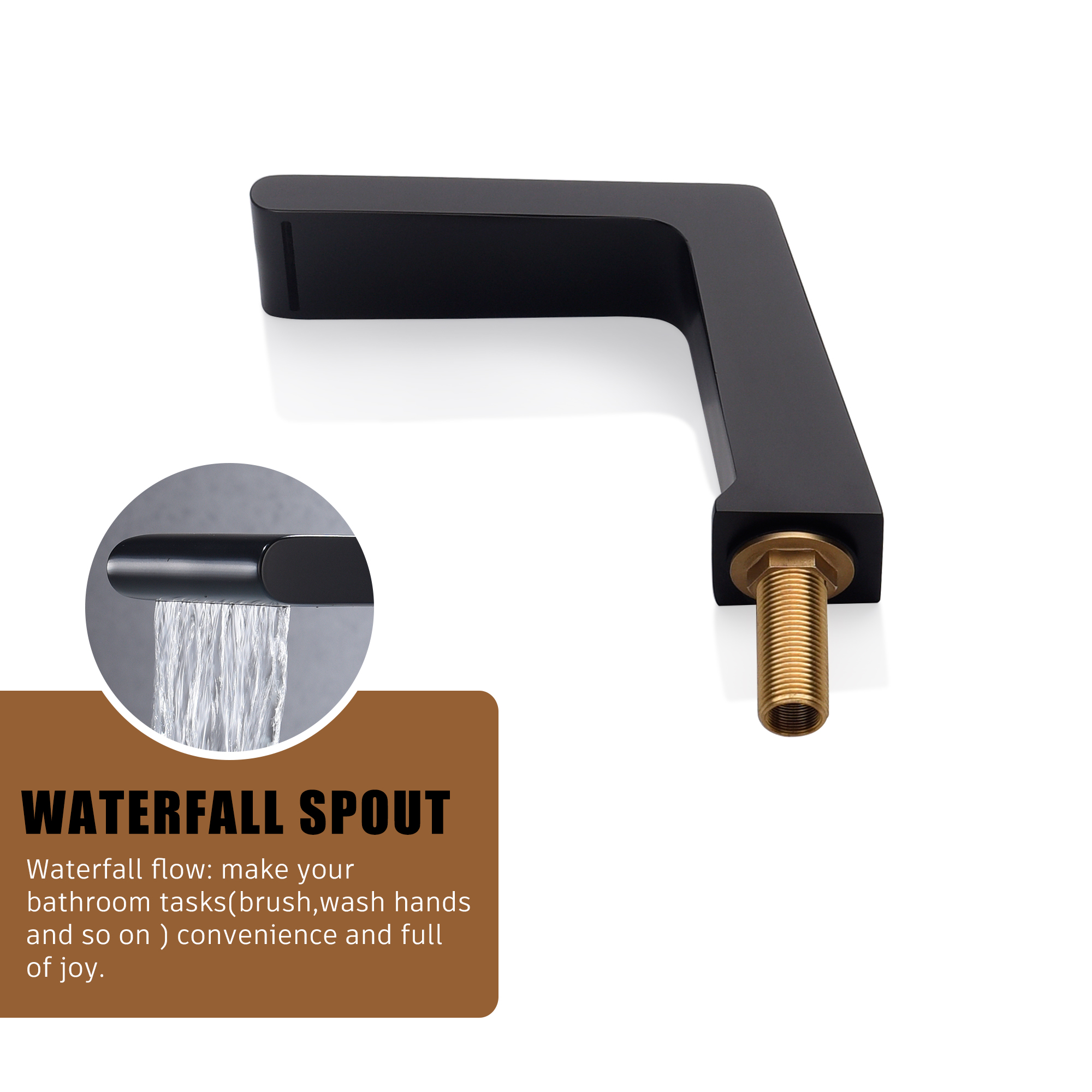 3-Hole Deck-Mounted Waterfall Basin Faucet Bathroom Sink Faucet