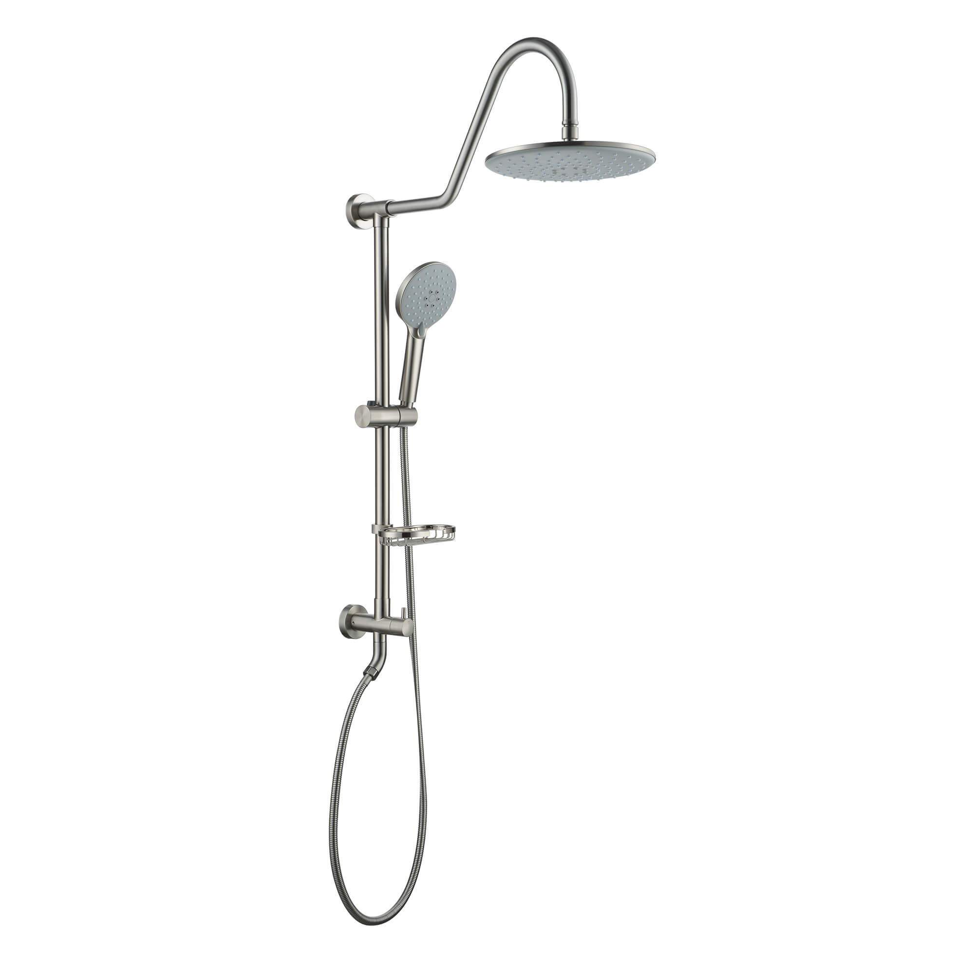 Casainc Exposed Pipe Dual Shower Heads System with 3 Spray Patterns Hand Shower for Different Types Bathroom Size