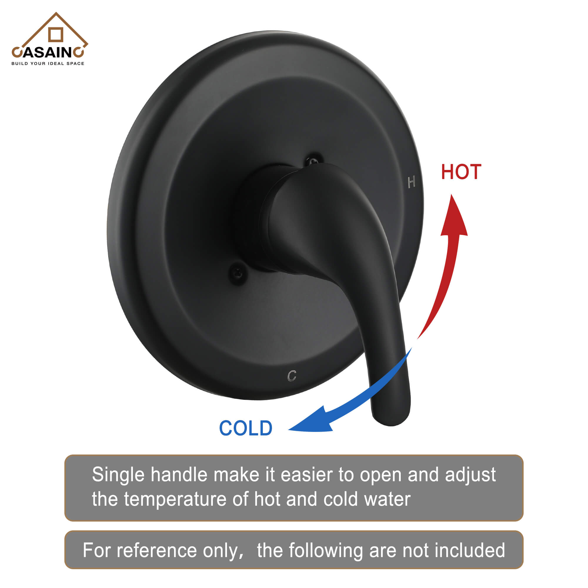 Casainc Matte Black Dual Shower Heads System with 3 Spray Patterns Hand Shower