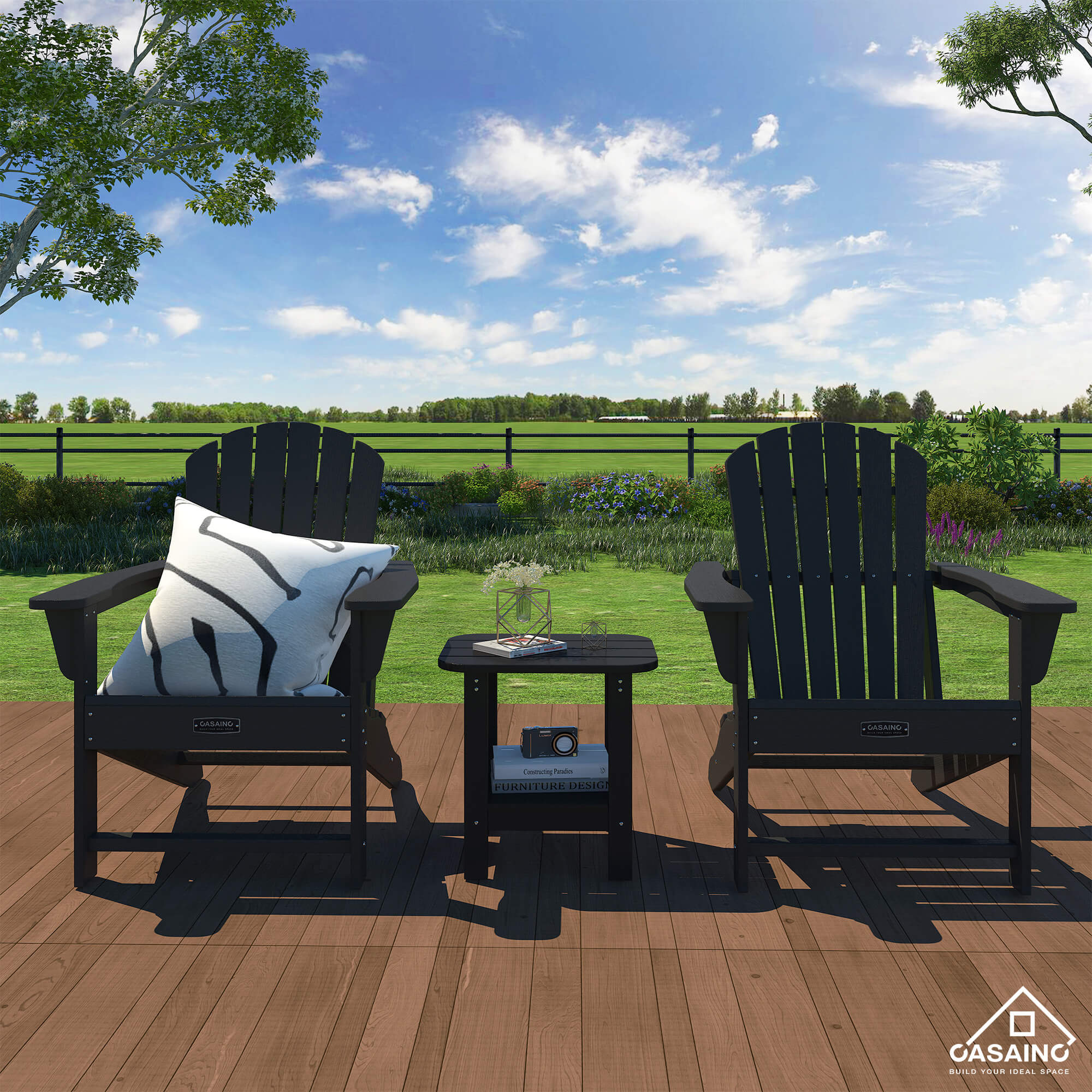 Double side Adirondack Table with curved edges made of HIPS material