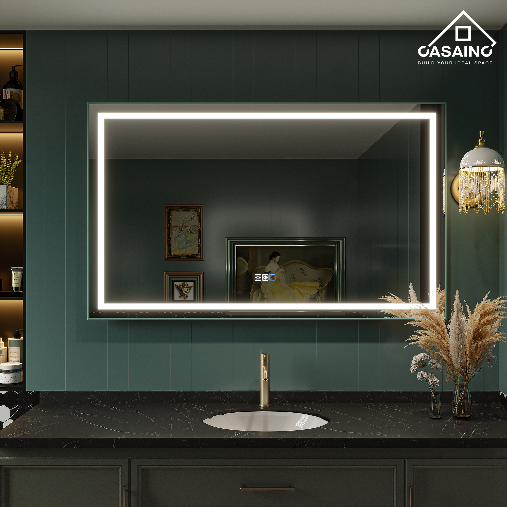 60 in. W x 36 in. H Frameless Rectangle LED Mirror for Bathroom Vanity