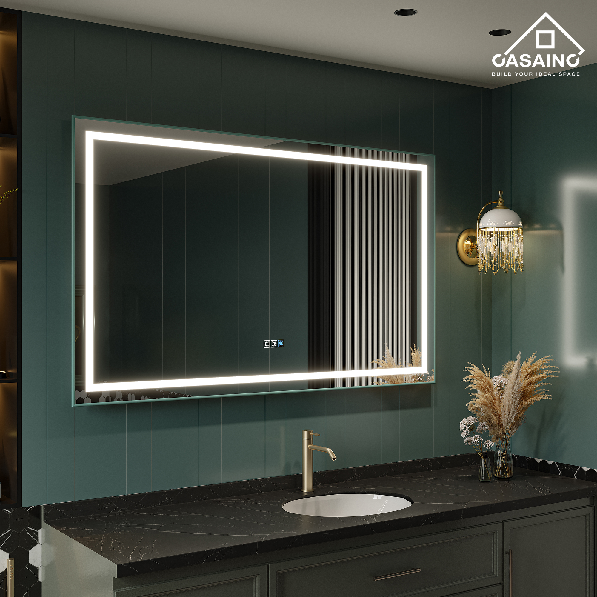 60 in. W x 36 in. H Frameless Rectangle LED Mirror for Bathroom Vanity