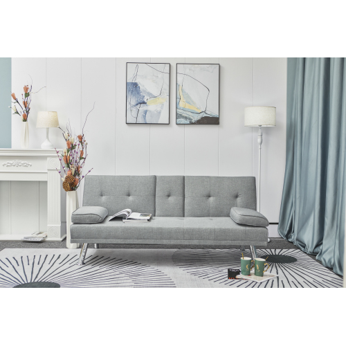 Gray Fabric Leather Multifunctional Double Folding Sofa Bed for Office