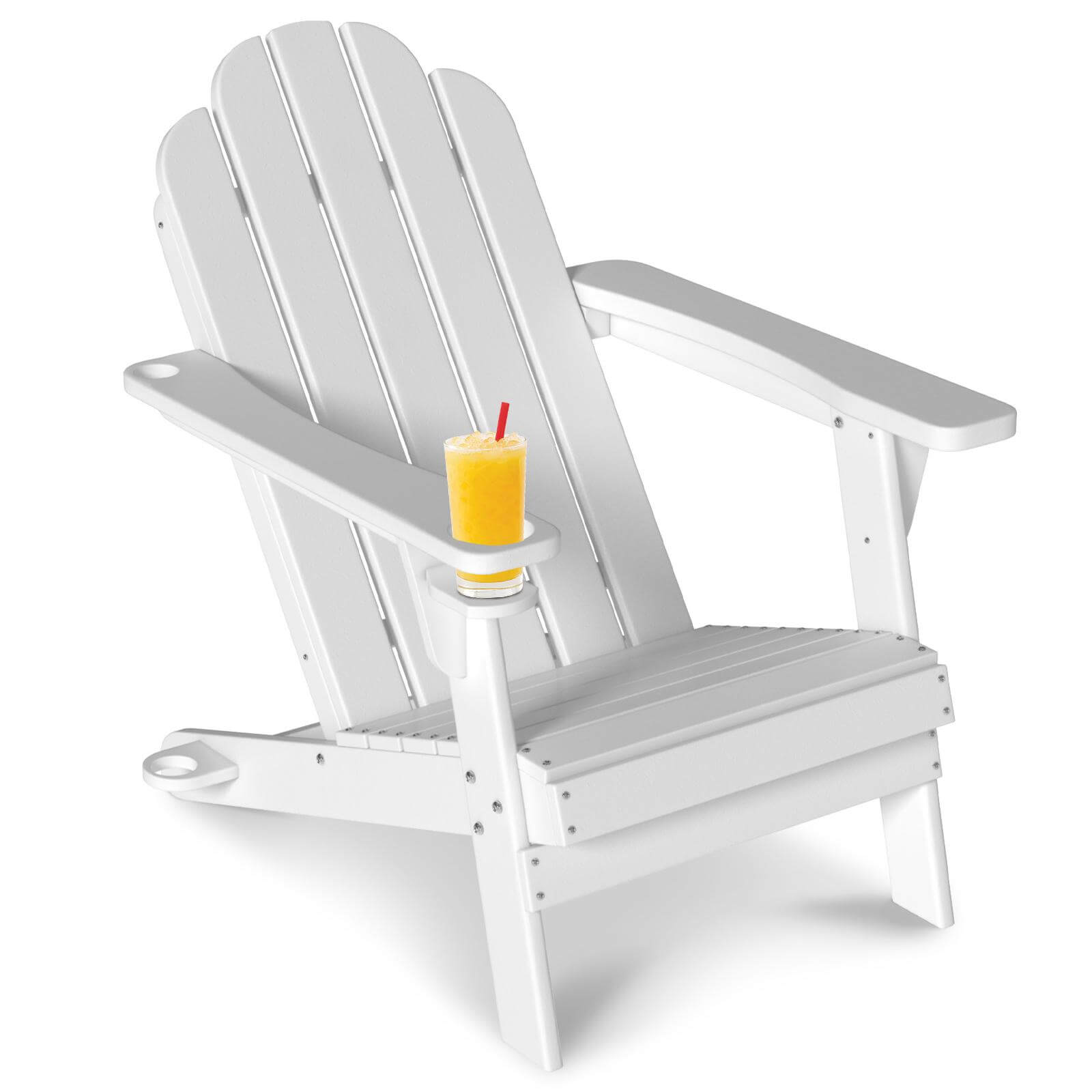 HDPE Traditional Curveback Plastic Patio Adirondack Chair with 3.15 in. Cup Holder and 1.5in. umbrella holder