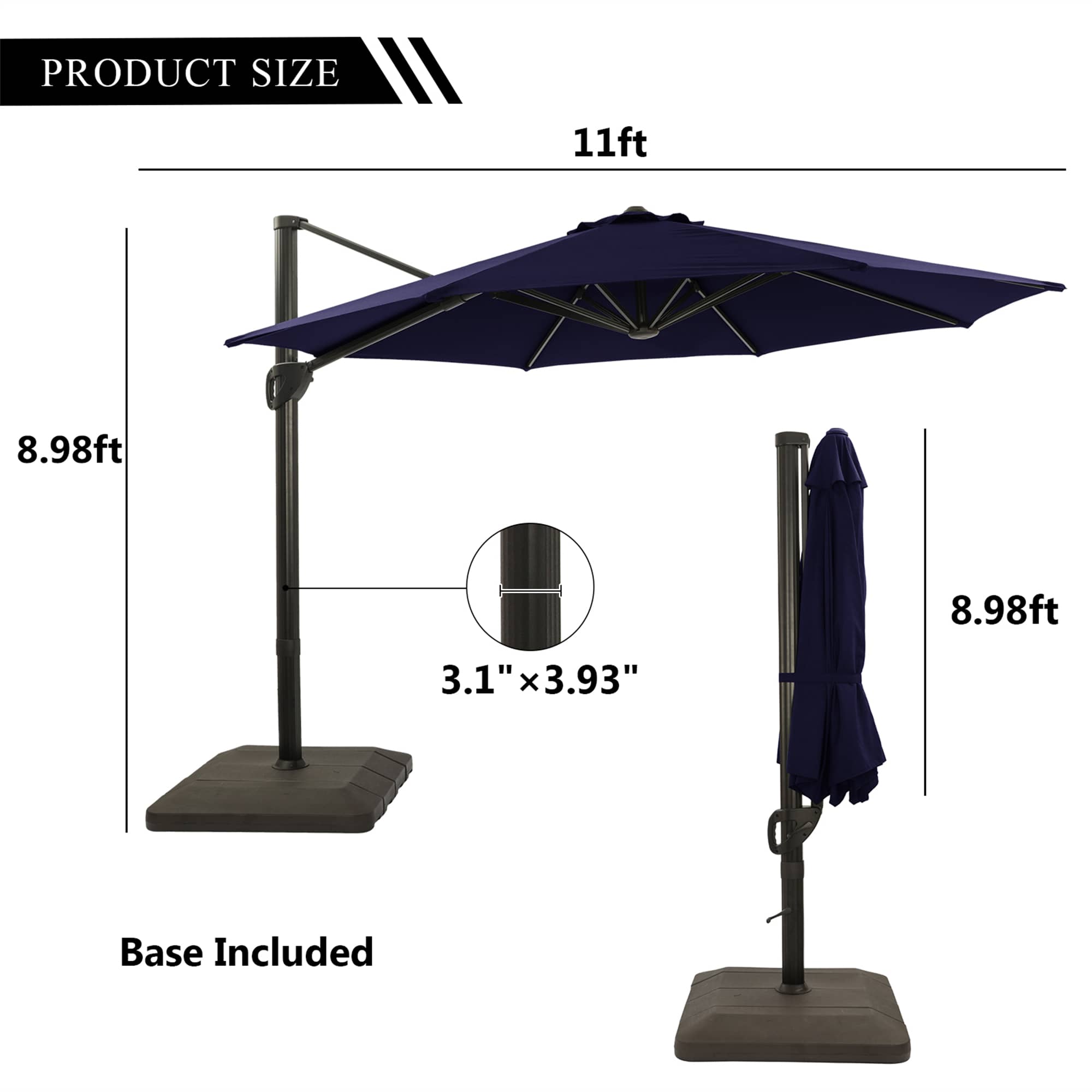 11 ft. Round Patio Umbrella Dimensions